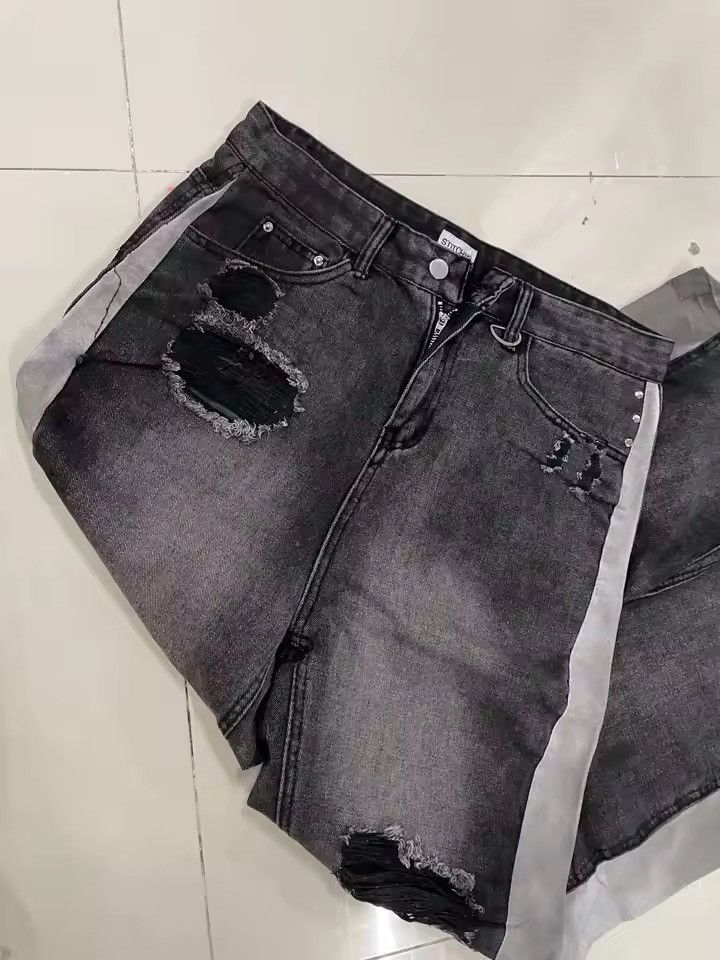 Japanese Brand Frayed Patchwork Embroidery Micro Flared Jean Size US 34 / EU 50 - 8 Thumbnail
