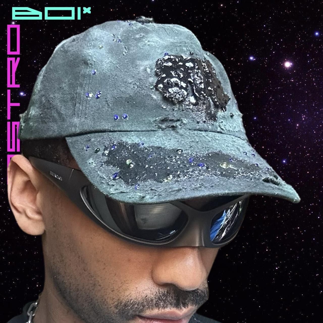 Other ASTROBOI* '818' Green Slick Tar Rhinestone Resin Hat Size ONE SIZE - 5 Thumbnail