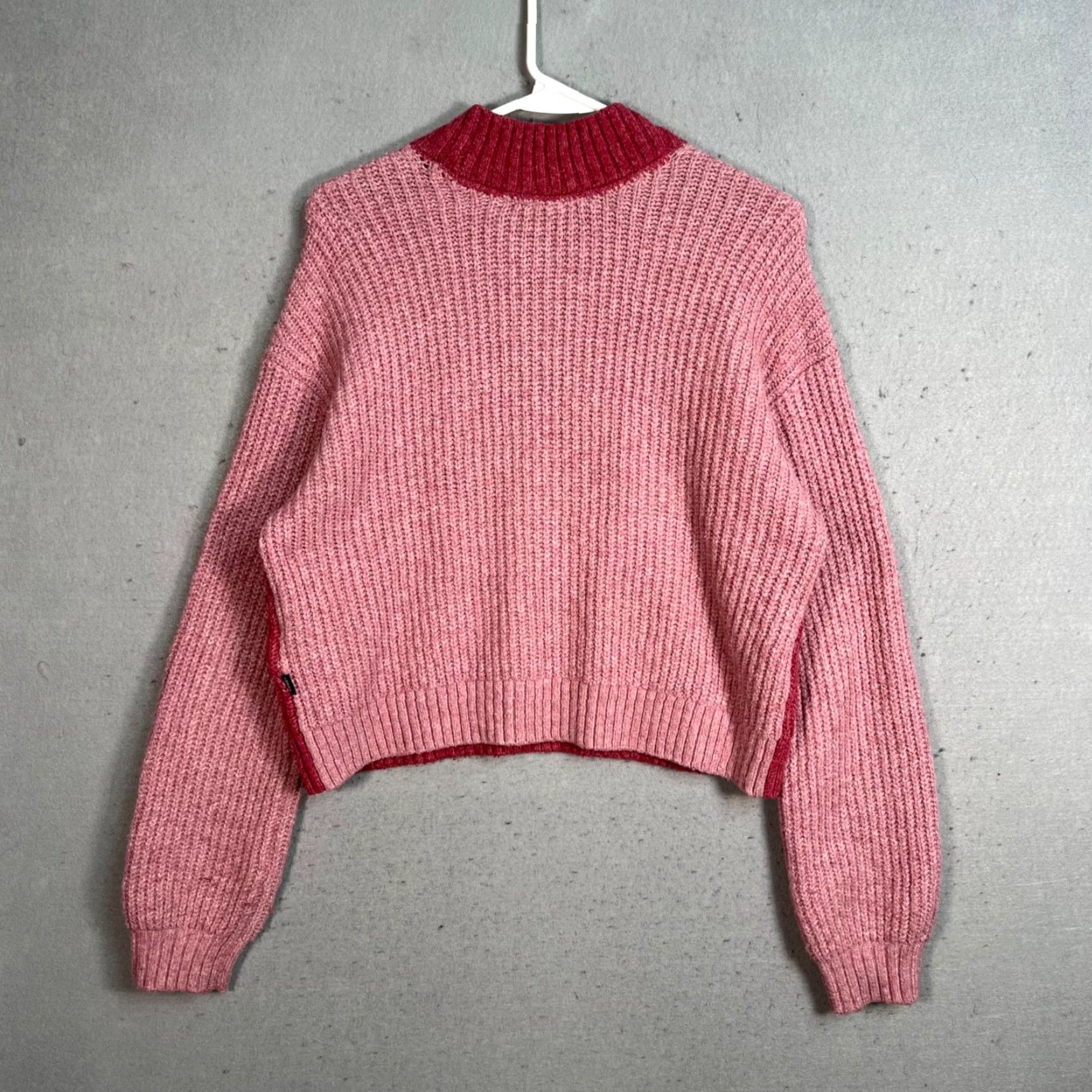 Vans Vans Womens XS Cropped Two-Tone Pink Ribbed Knit Sweater Pullover Size XS / US 0-2 / IT 36-38 - 2 Thumbnail