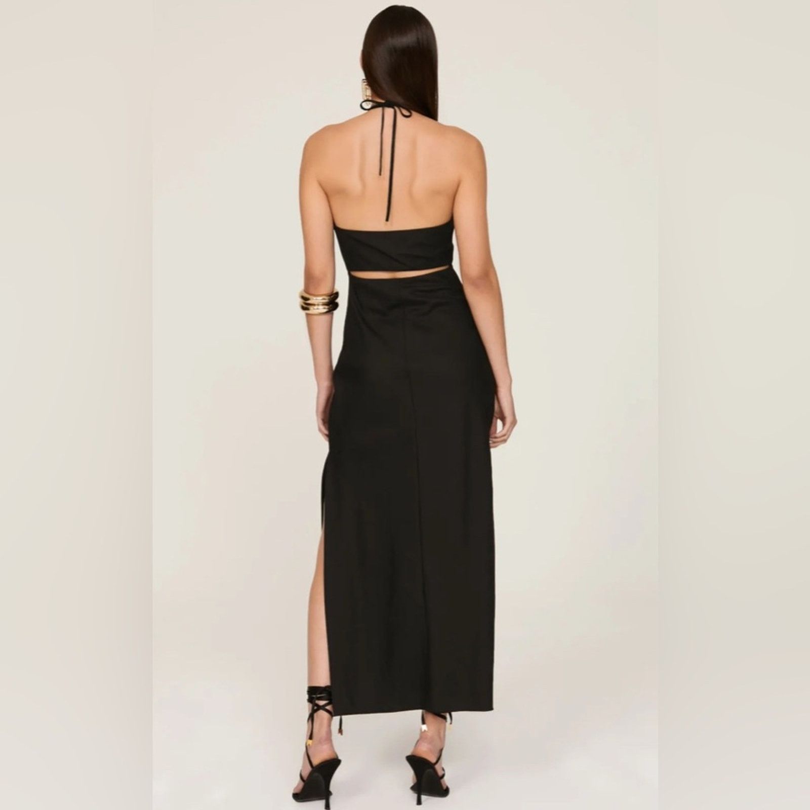 Other Marina Moscone Shipwrecked Cutaway Black Halter Midi Dress Size M / US 6-8 / IT 42-44 - 2 Thumbnail