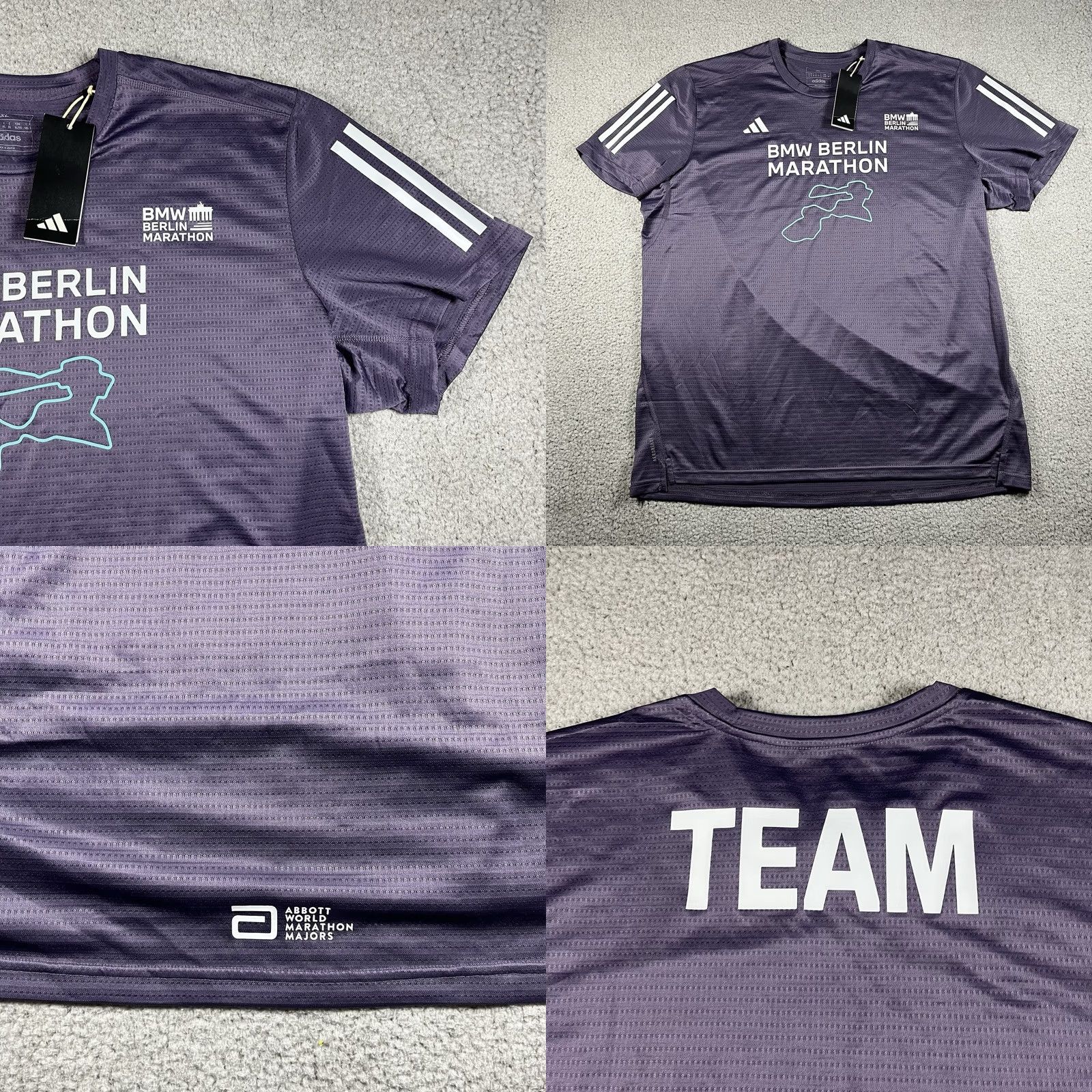 Adidas adidas Jersey Men XL Short Sleeve T-Shirt Purple running & jogging gear Berlin Marathon endorse Size US XL / EU 56 / 4 - 8 Thumbnail