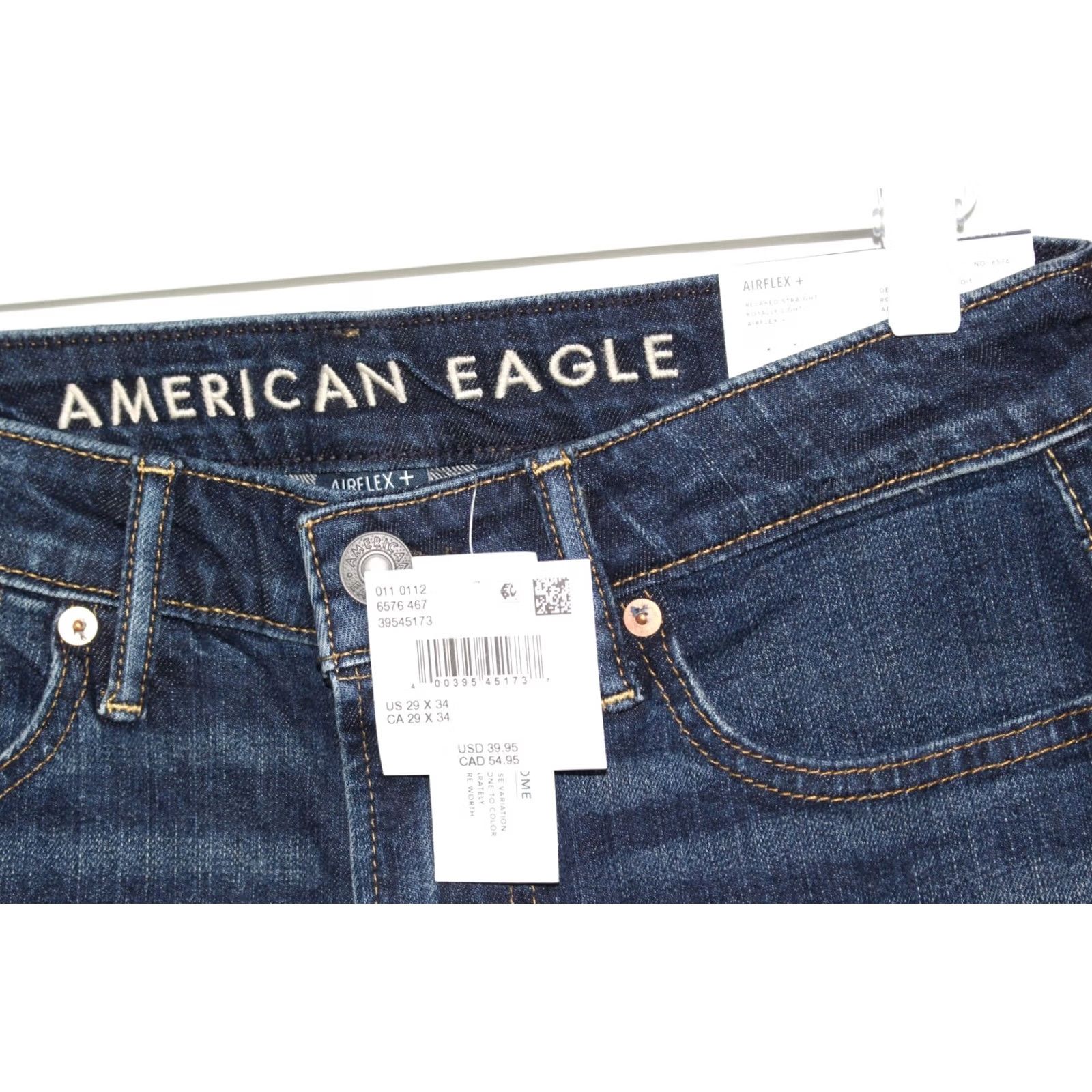 American Eagle Outfitters American Eagle Mens Airflex Relaxed Straight Leg Jeans Dark Blue Size US 29 - 4 Thumbnail