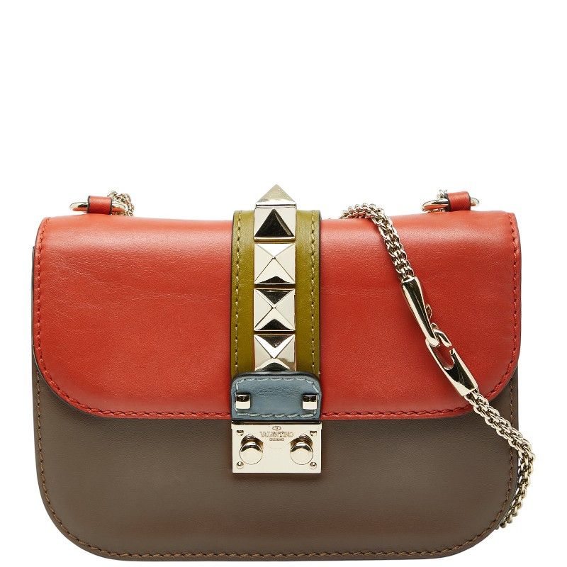 Valentino Valentino Rockstuds Leather Shoulder Bag Leather Shoulder Bag Duty Free For Usa in Red, Women's