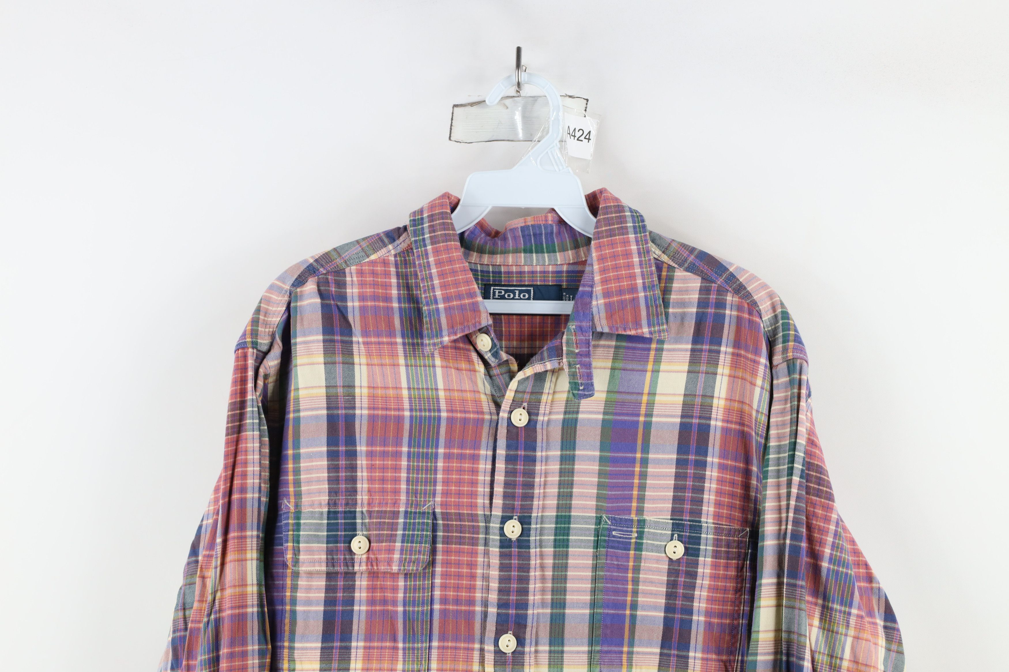 Polo Ralph Lauren Vintage 90s Ralph Lauren Madras Plaid Flannel Button Shirt Size US L / EU 52-54 / 3 - 2 Thumbnail