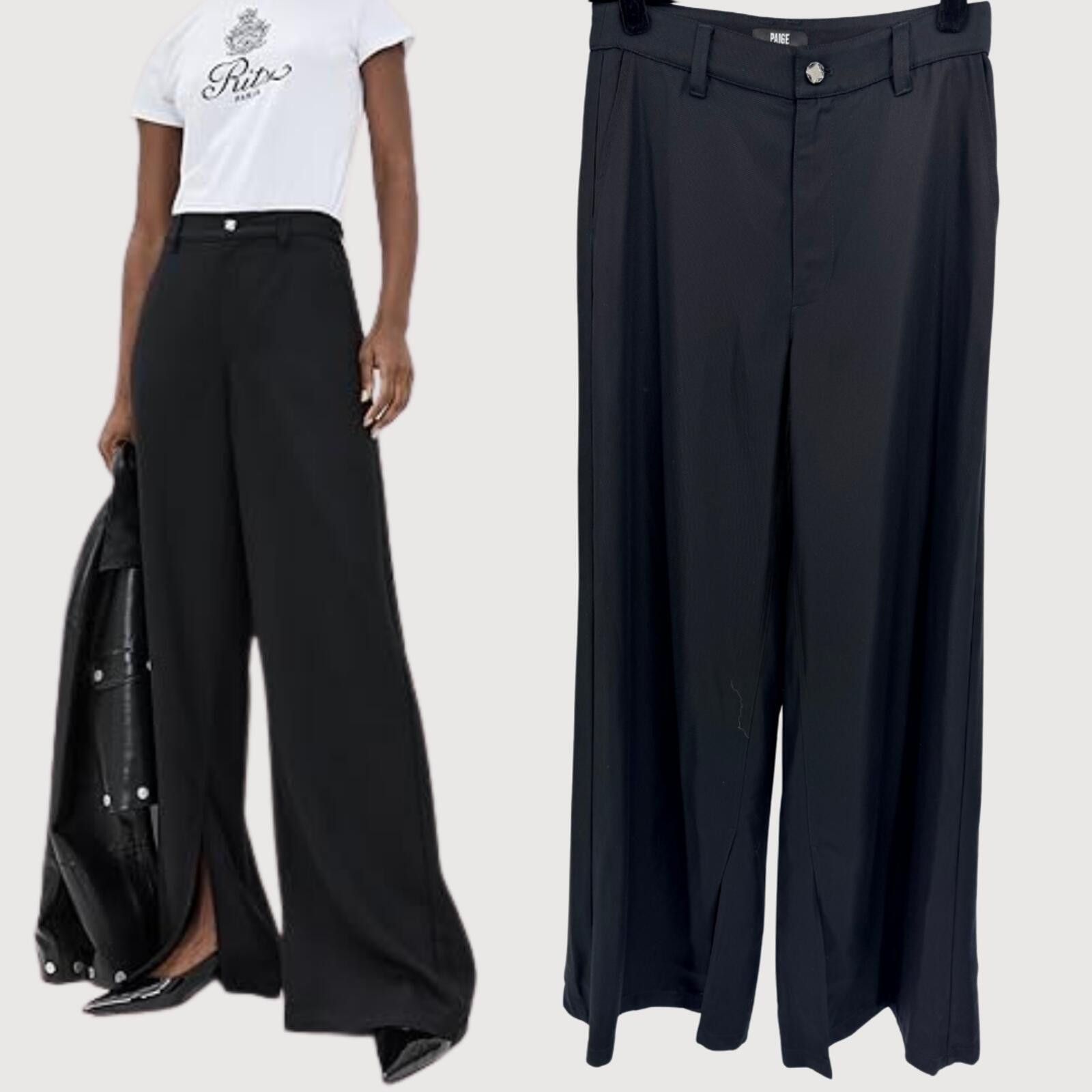 Paige Paige Portia Inseam Slit Pants Black 27 Size 27" / US 4 / IT 40 - 1 Thumbnail