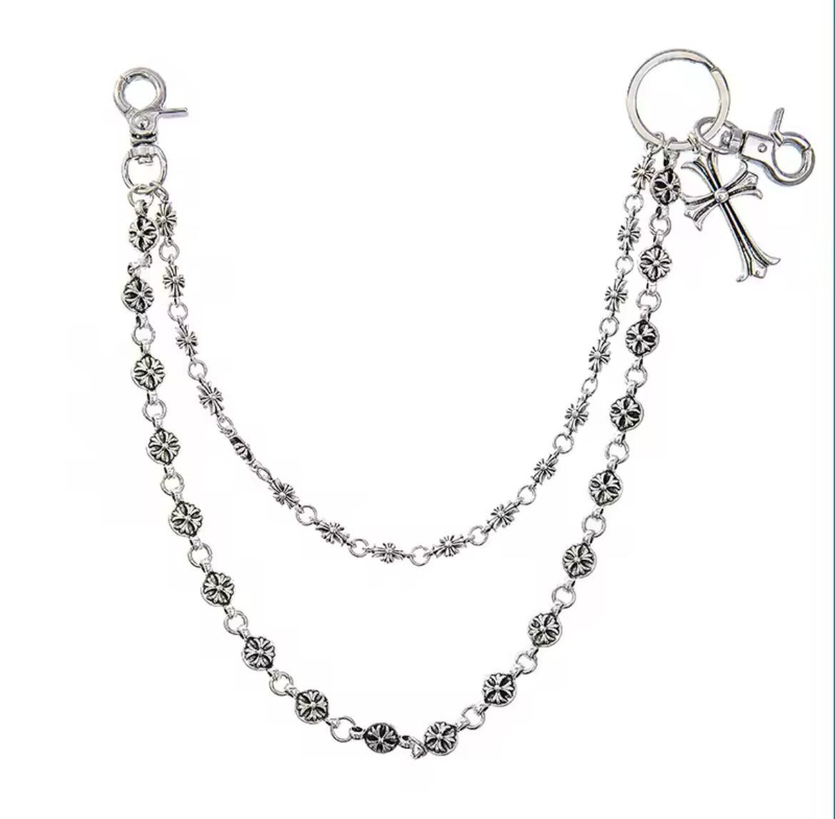 Japanese Brand × Jewelry Retro streetwear punk cross double layer pocket wallet chain Size ONE SIZE - 5 Thumbnail