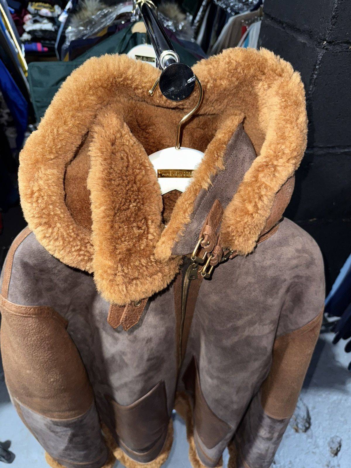 Aimé Leon Dore Hooded Shearling Jacket Brown Chestnut 2XL