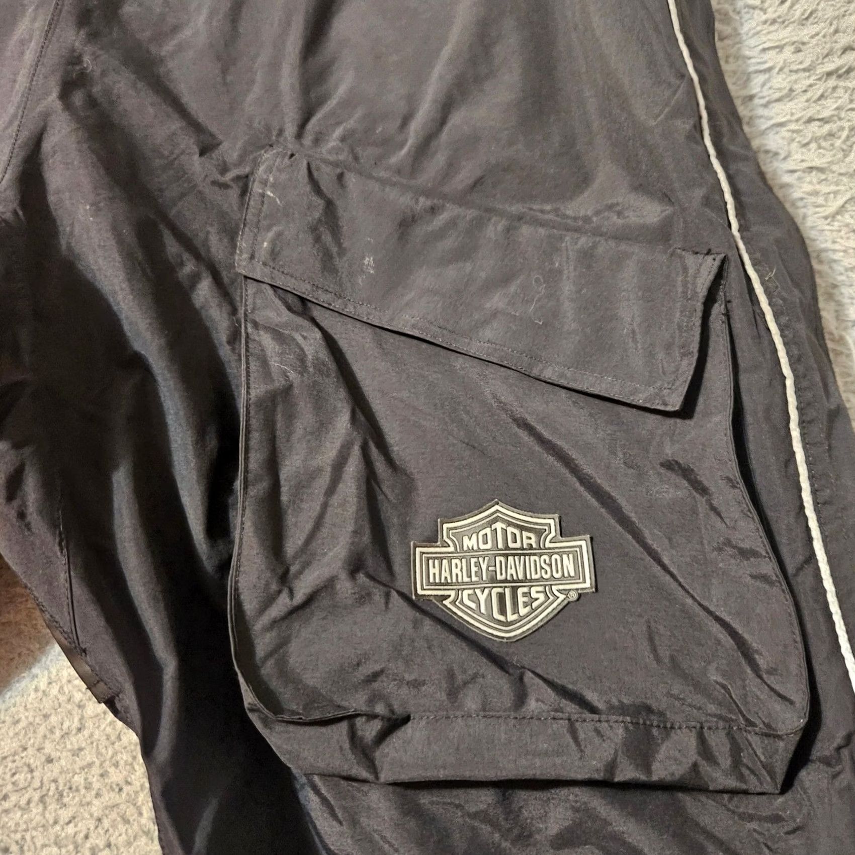 Harley Davidson Harley Davidson Mens Black Reflective Stripe Rain Bibs Overalls XL Size US 36 / EU 52 - 3 Thumbnail