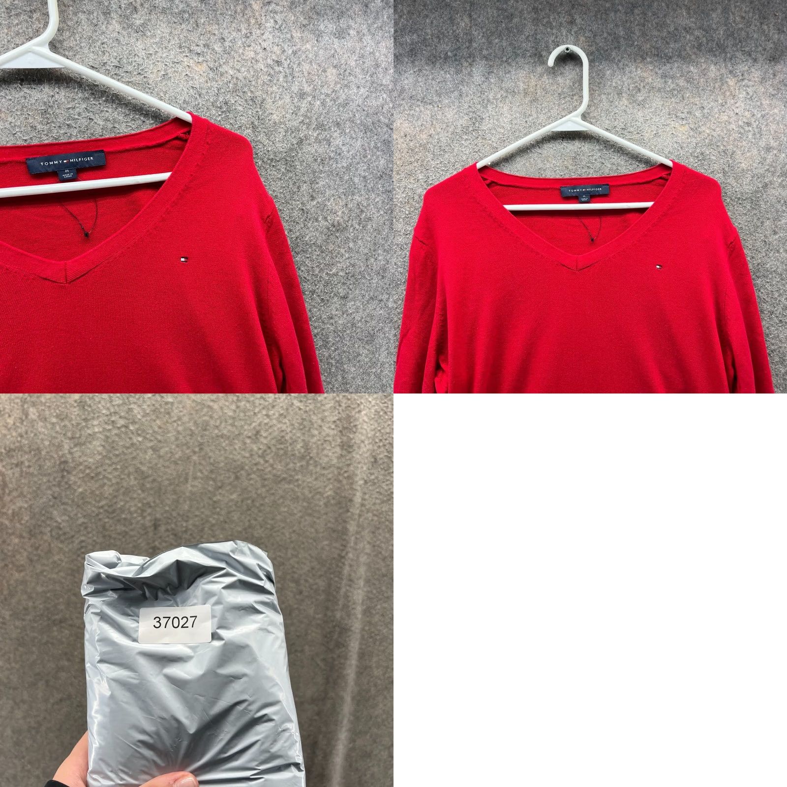 Tommy Hilfiger Tommy Hilfiger Sweatshirt Womens Large Red V-Neck Cotton Knit Pullover Logo Size L / US 10 / IT 46 - 8 Thumbnail
