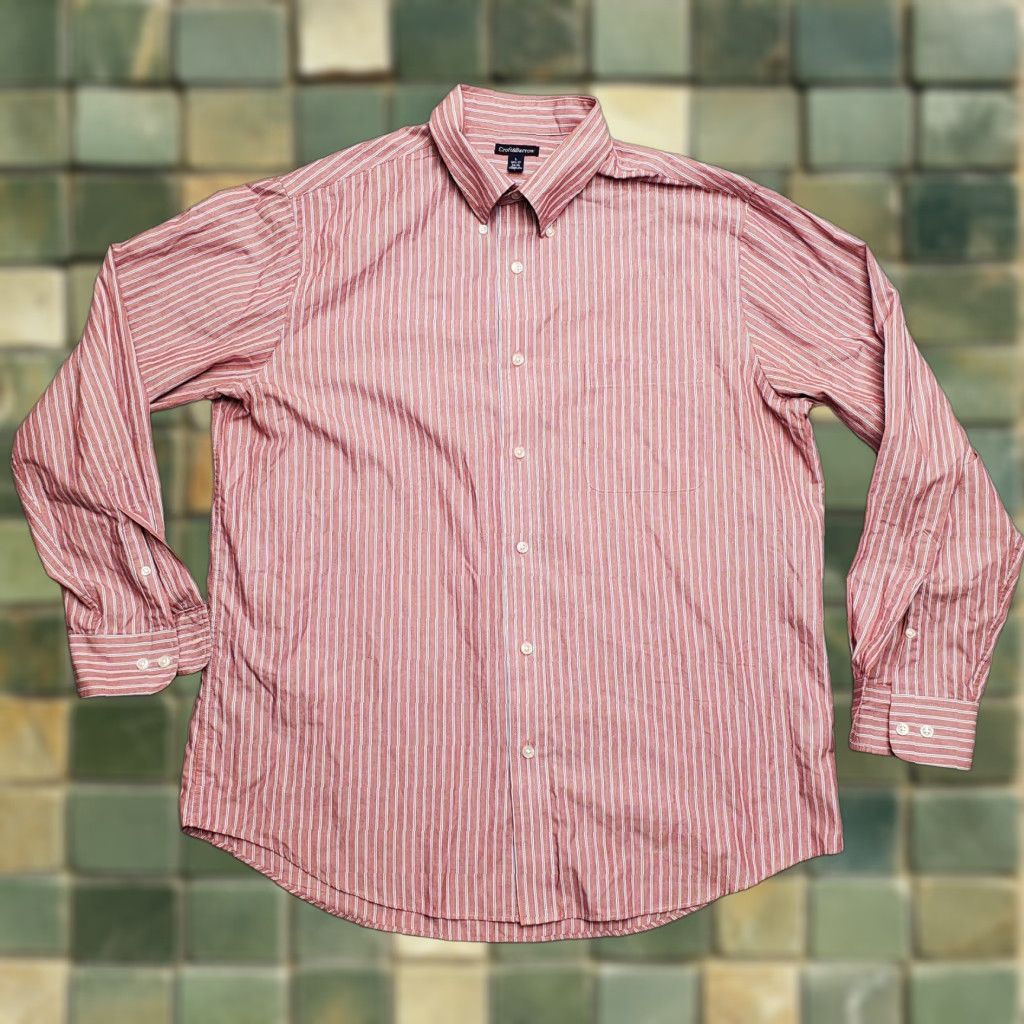 Croft & Barrow VINTAGE Croft & Barrow Shirt Men L Red Stripe Button Long Sleeve Cotton Blend Casual Size US L / EU 52-54 / 3 - 1 Thumbnail