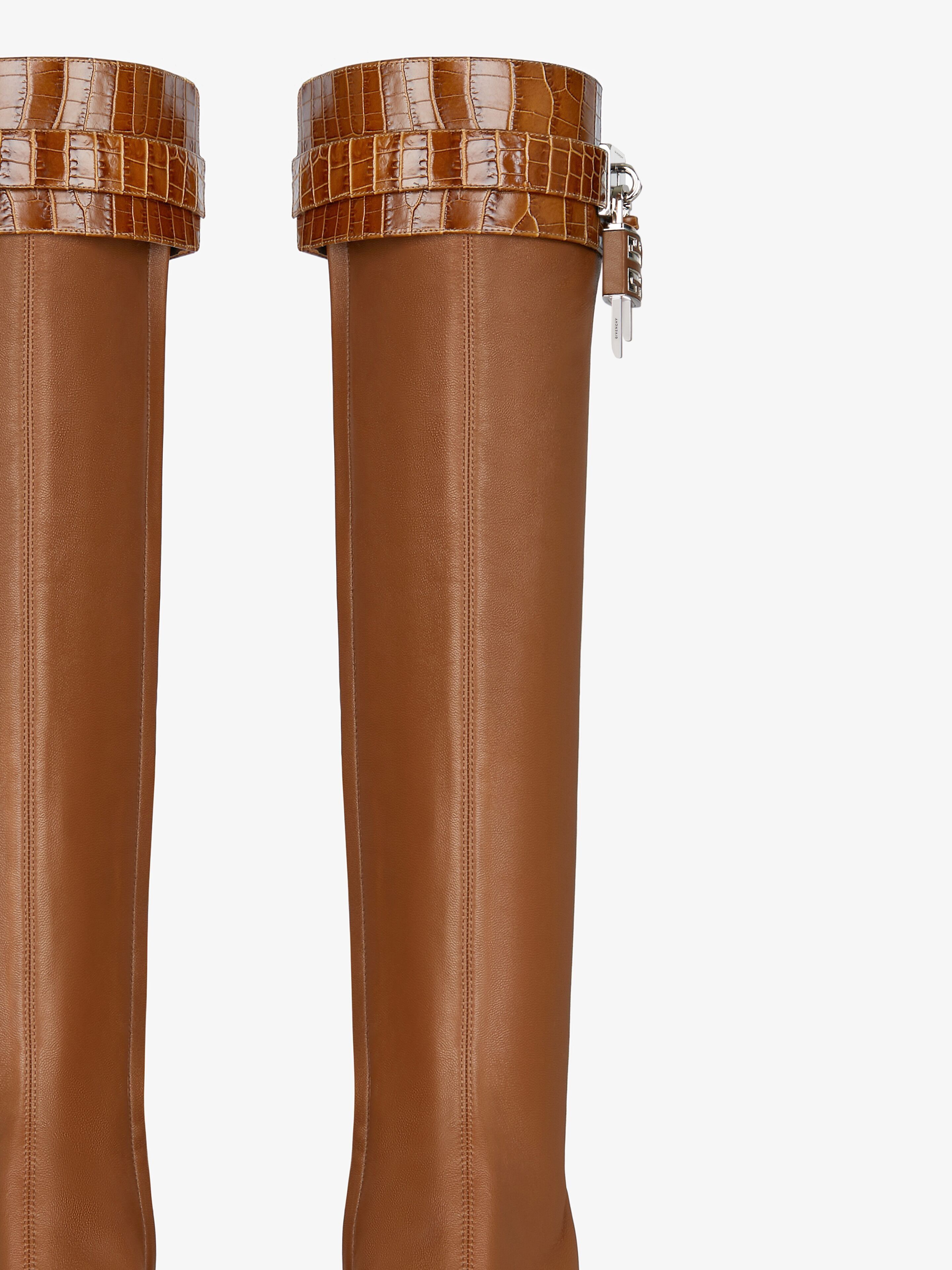 Givenchy o1srvl11e0525 Shark Lock Stiletto Sandal Boots 95 mm Brown Size US 9.5 / IT 39.5 - 6 Thumbnail