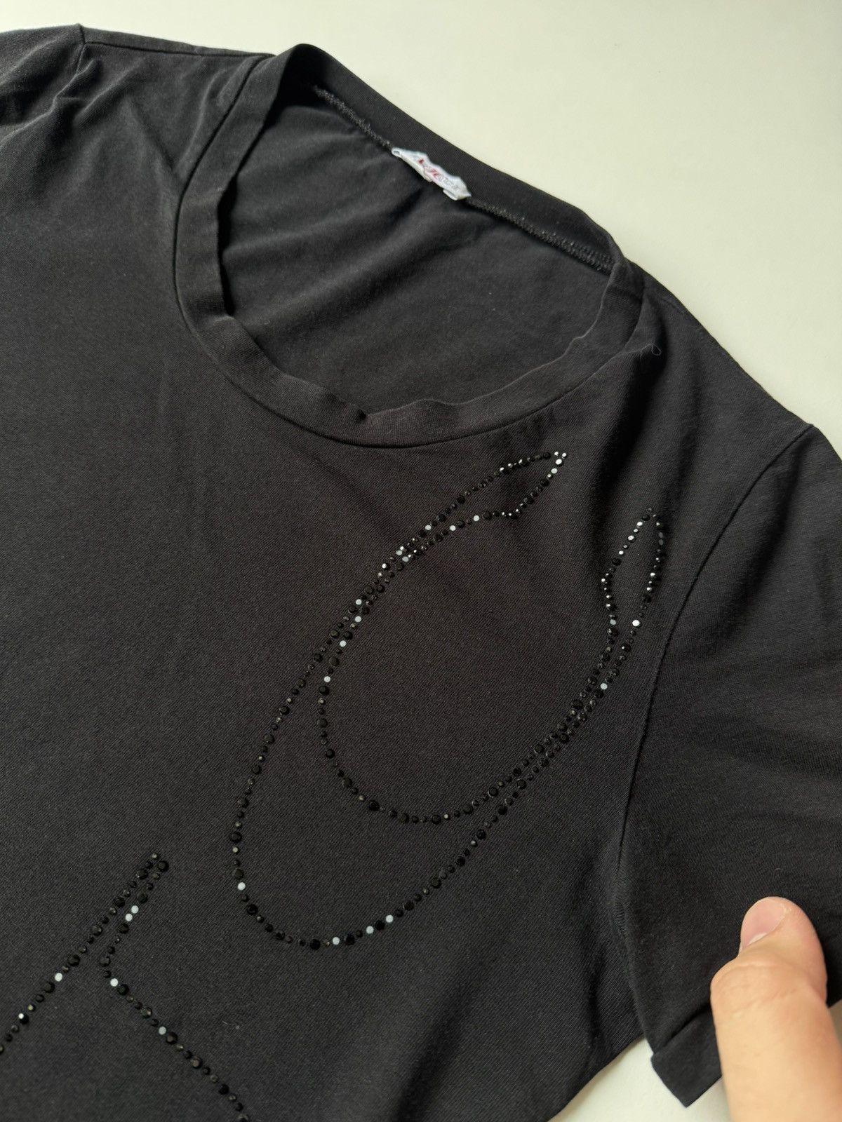 Versace × Vintage Vintage Versace JC Tshirt rhinestone logo y2k glamour grunge Size S / US 4 / IT 40 - 11 Thumbnail