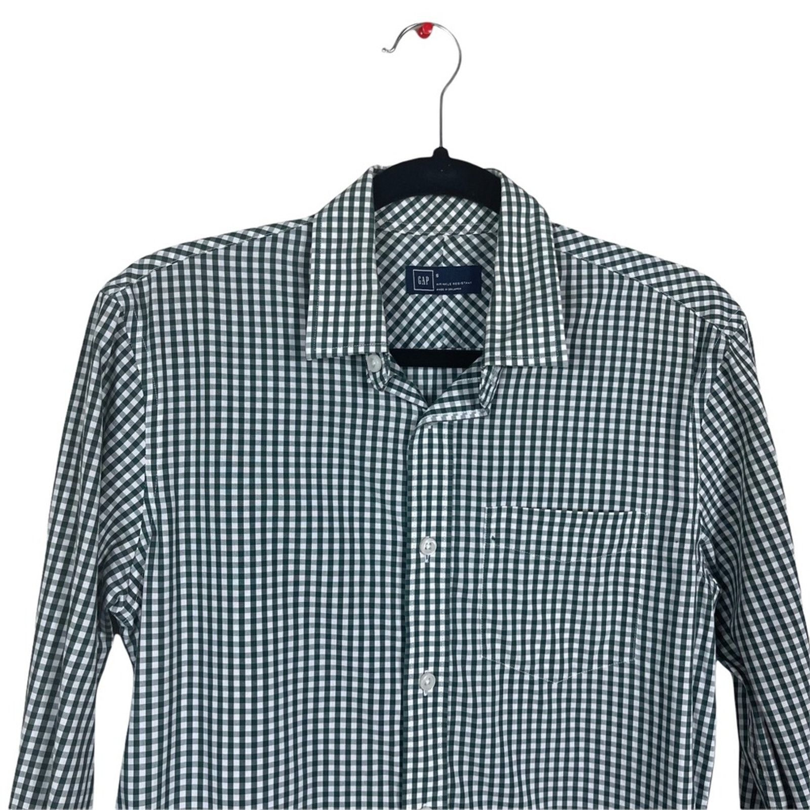 Gap Gap Gingham Long Sleeve Wrinkle Resistant Top Green White S Size US S / EU 44-46 / 1 - 2 Thumbnail
