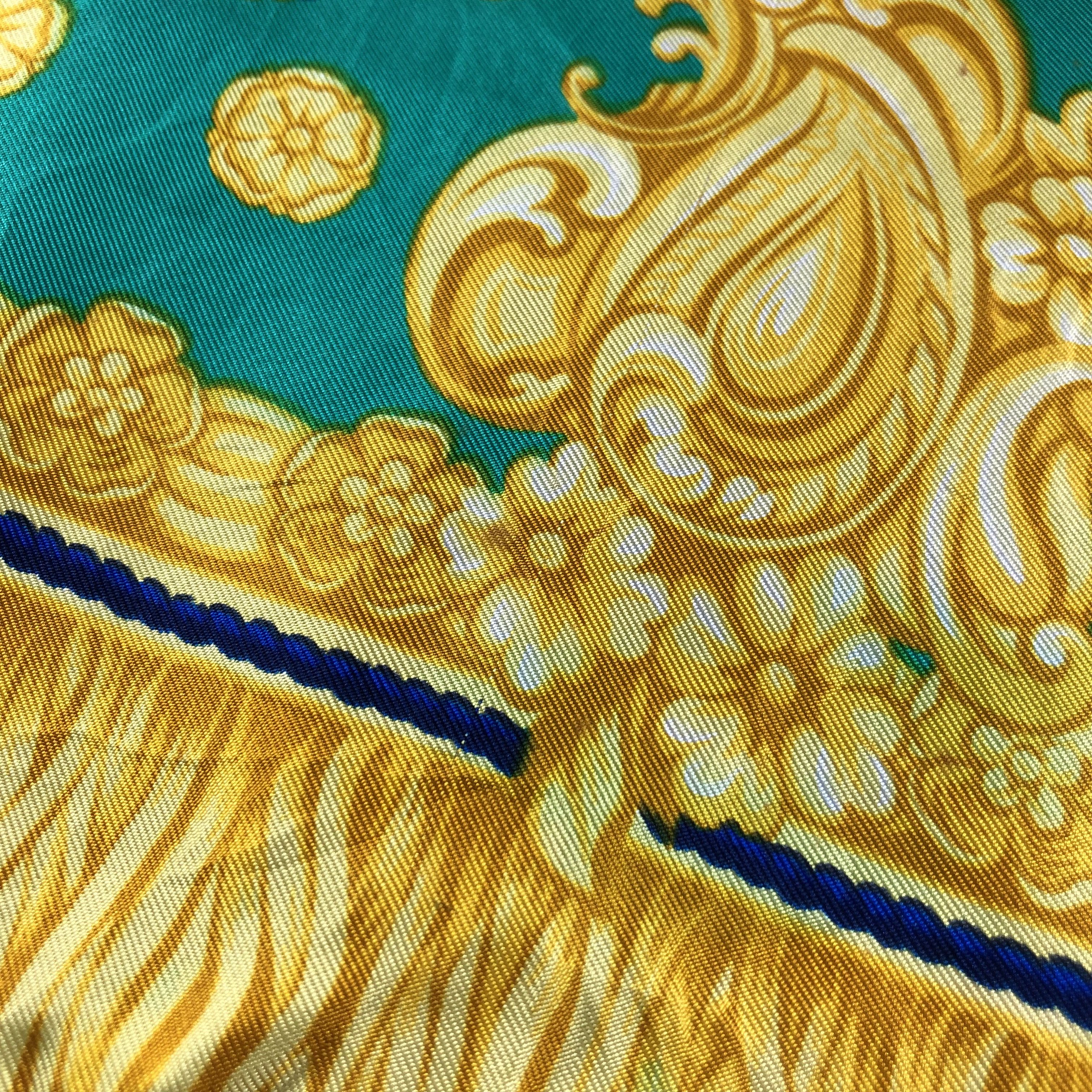 Vintage Erre Paris Baroque Design Silk Scarf M456 Size ONE SIZE - 6 Thumbnail