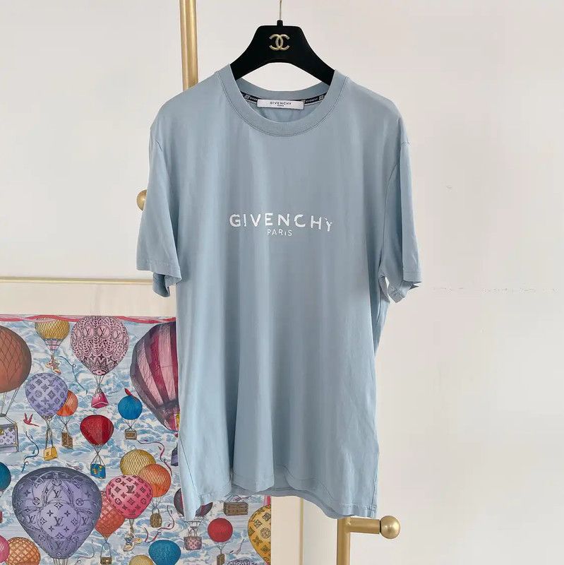 Givenchy Givenchy Blue Cotton Short Sleeve T-Shirt 0089 Size M / US 6-8 / IT 42-44 - 1 Thumbnail