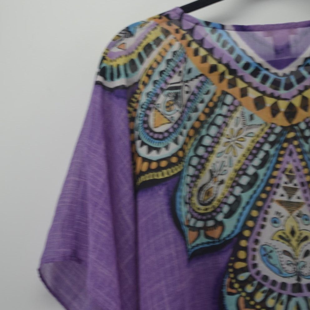 Chicos Chico's Small Medium Purple Sheer Blouse Boho Up Top Size S / US 4 / IT 40 - 10 Thumbnail