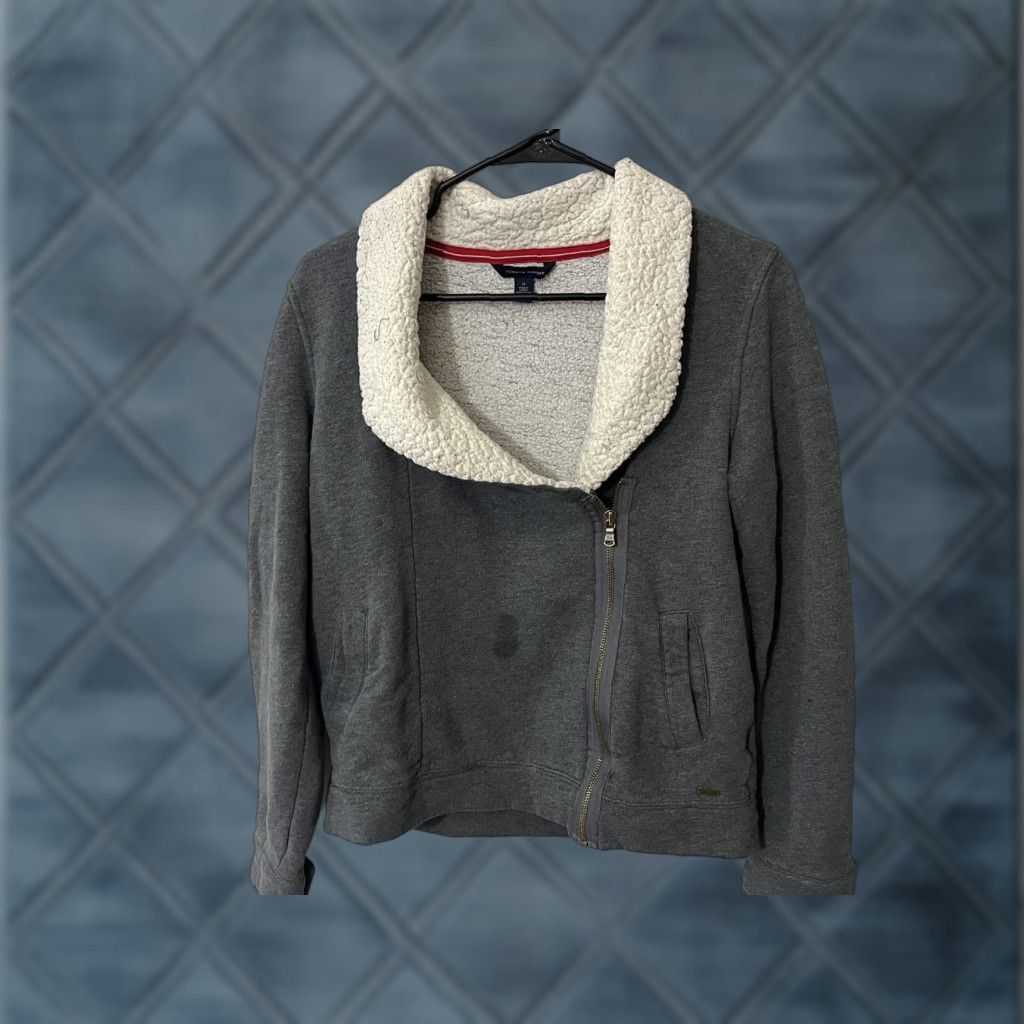 Tommy Hilfiger Tommy Hilfiger Hoodie Women Medium Gray Fleece Lined Shawl Collar Full Zip Adult M Sweatshirt Size M / US 6-8 / IT 42-44 - 1 Thumbnail