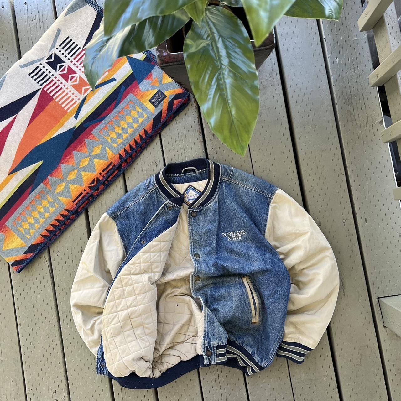Vintage Vintage Portland state Denim Jacket 90s Bomber Quilt Lined Size US XL / EU 56 / 4 - 4 Thumbnail