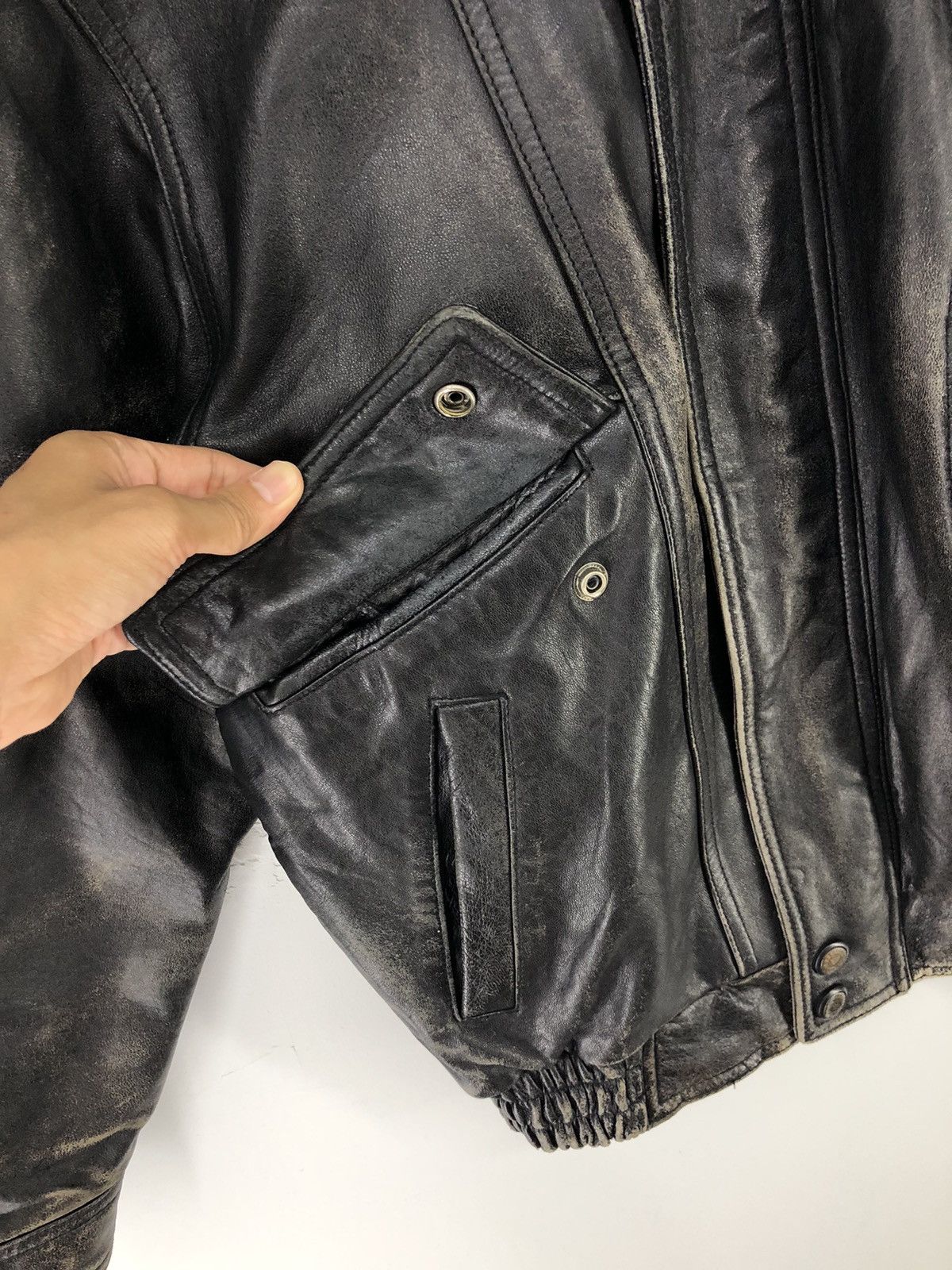 Leather Vintage Bestone Sheepskin Leather Bomber Jacket Size US L / EU 52-54 / 3 - 10 Thumbnail