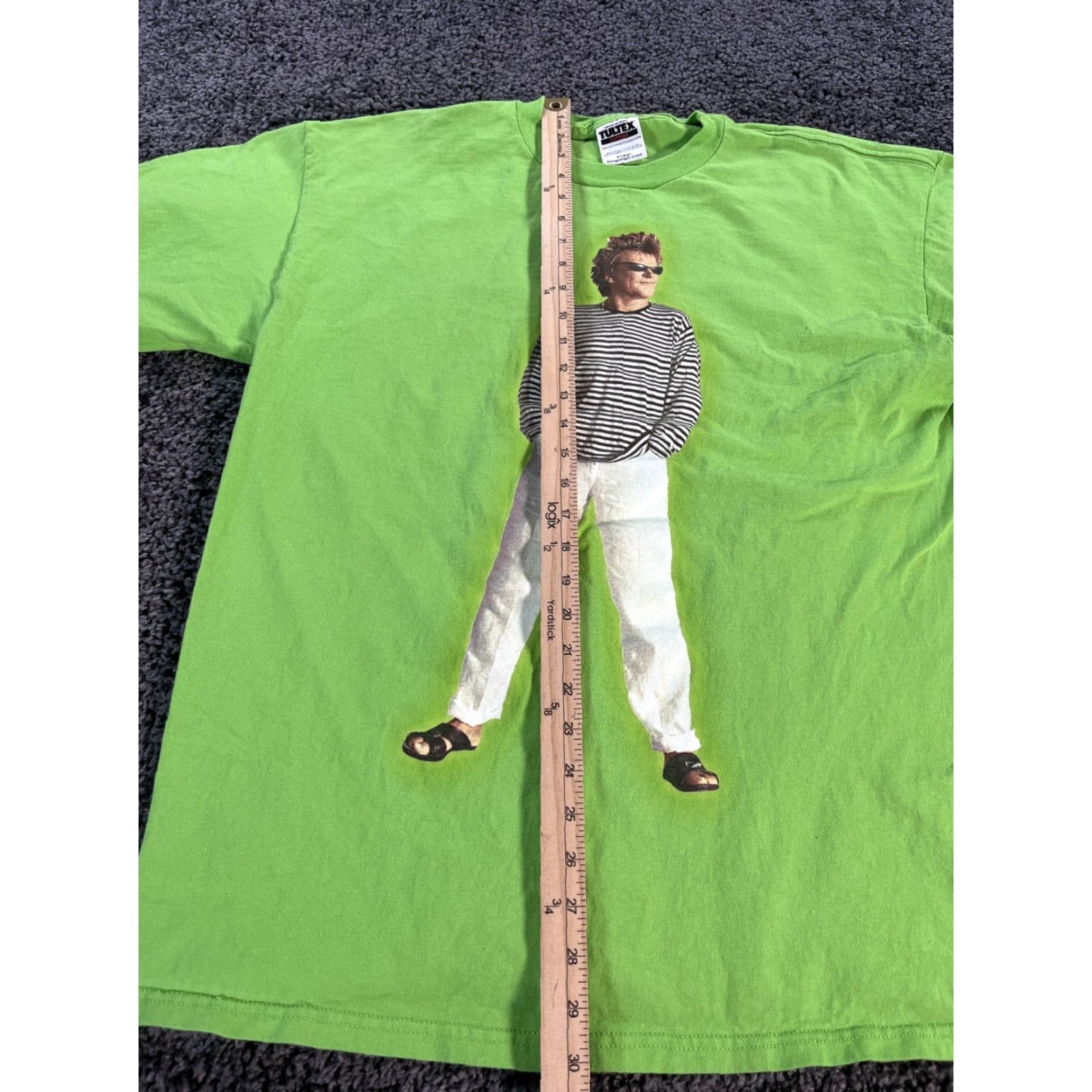 Tultex VINTAGE Rod Stewart 1999 Tour T-Shirt XL Neon Green Tultex 100% Cotton Graphic Tee Short Sleeve Unisex 1990s Grunge Size US XL / EU 56 / 4 - 2 Thumbnail