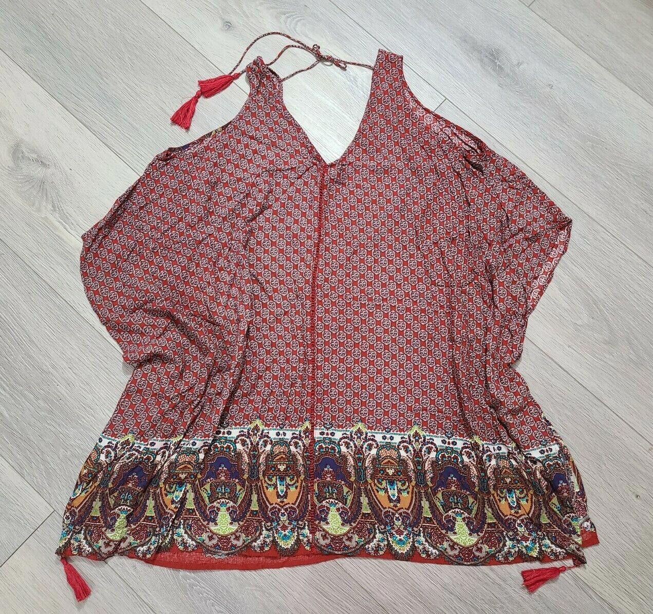 Designer Faithful And True Kimono Top Medium Orange Boho tassled Size M / US 6-8 / IT 42-44 - 1 Thumbnail