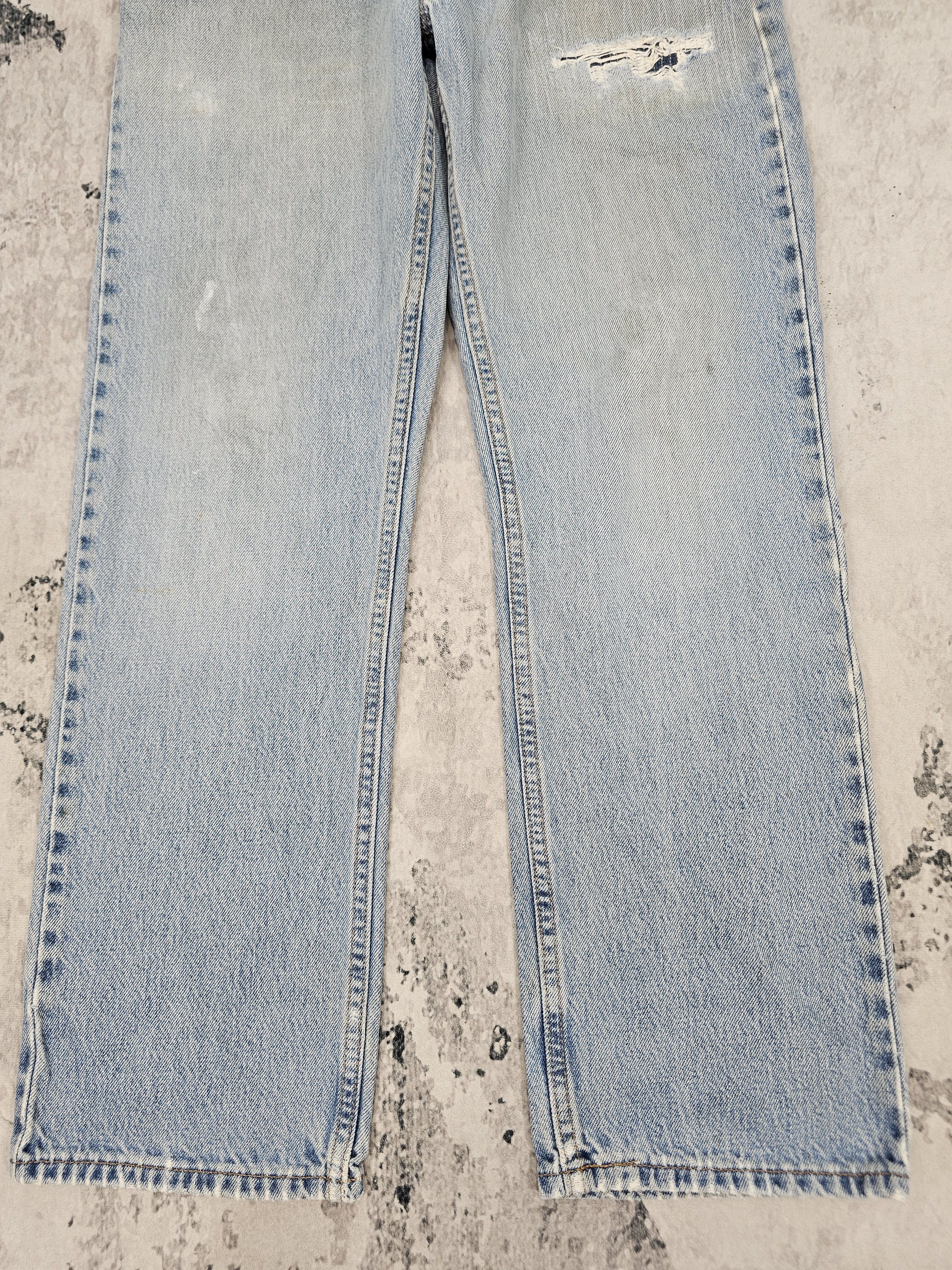 Levi's Vintage Clothing Vtg 90's LEVIS 501 Ripped Cropped Jeans Made In USA L0572 Size US 33 - 3 Thumbnail