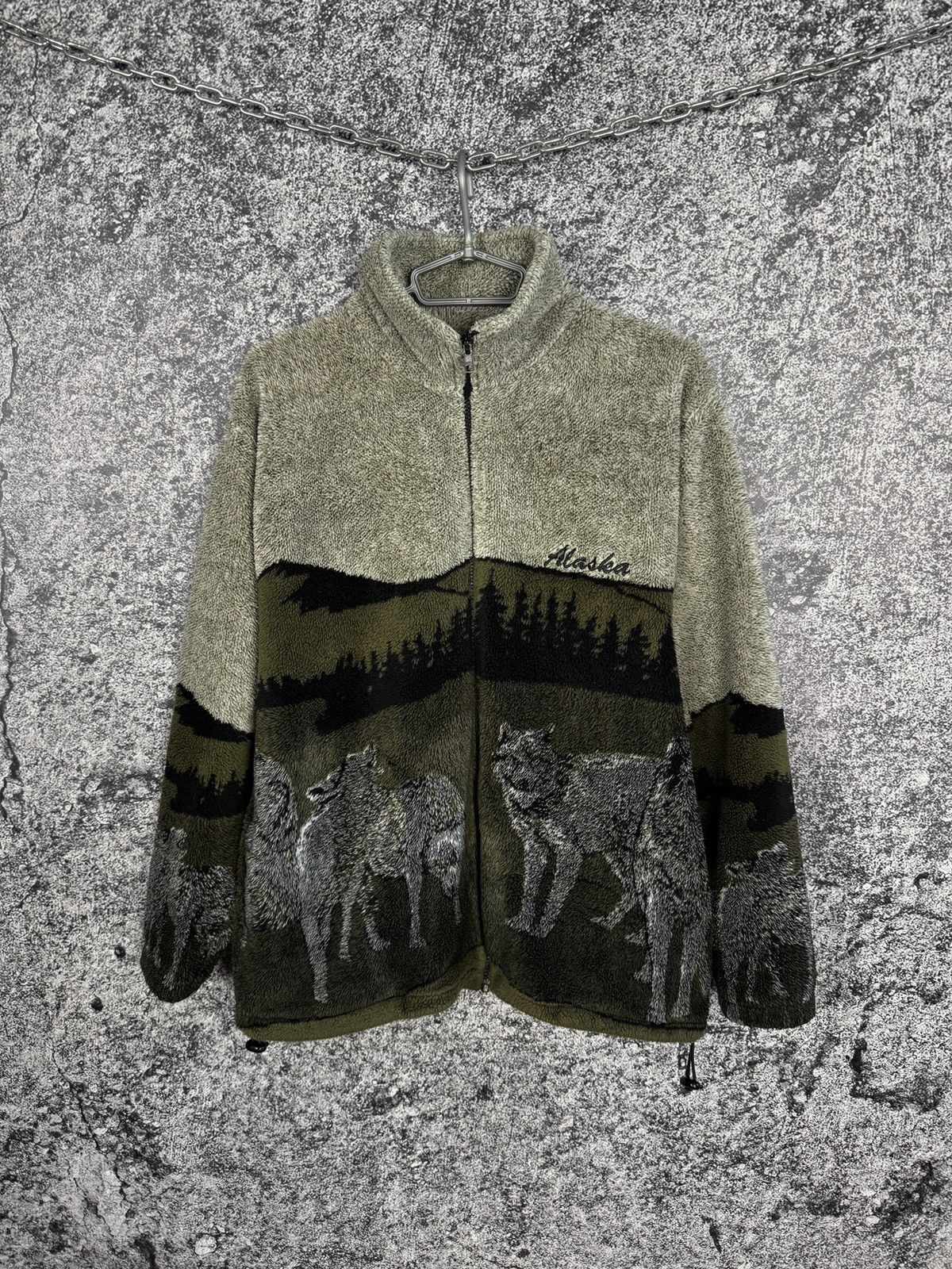 Vintage Ocean Fast Full Zip Fleece Hoodie Alaska Wolf Nature Sherpa Size US M / EU 48-50 / 2 - 1 Thumbnail