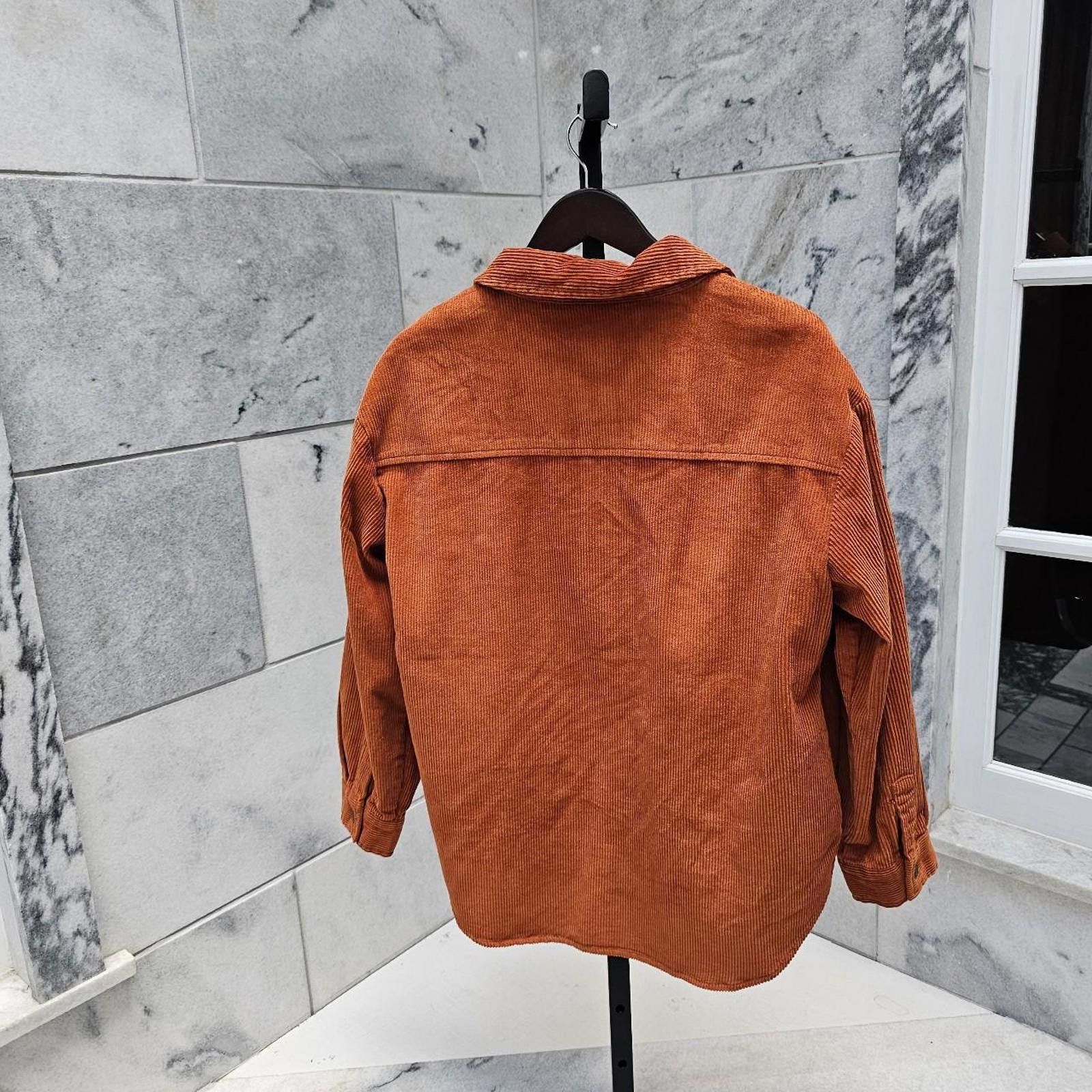 Designer Kensie Women's Orange Button Down Corduroy Shirt Size M / US 6-8 / IT 42-44 - 5 Thumbnail