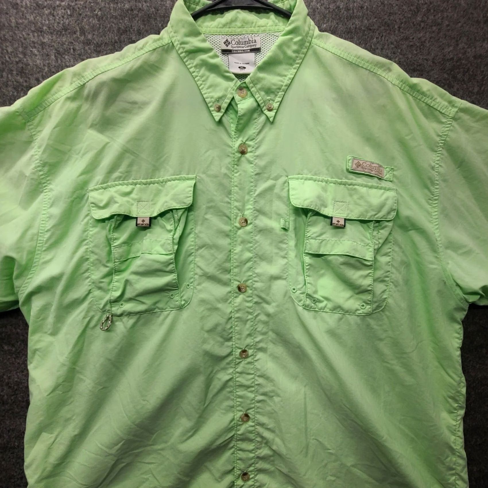 Vintage Columbia PFG Omni-Shade Shirt Mens XL Relaxed Fit Button-Up Pocketed Vented Lightweight Breathable UV Green Shorts Sleeve Casual Outdoor Fishing Shirt Size US XL / EU 56 / 4 - 6 Thumbnail