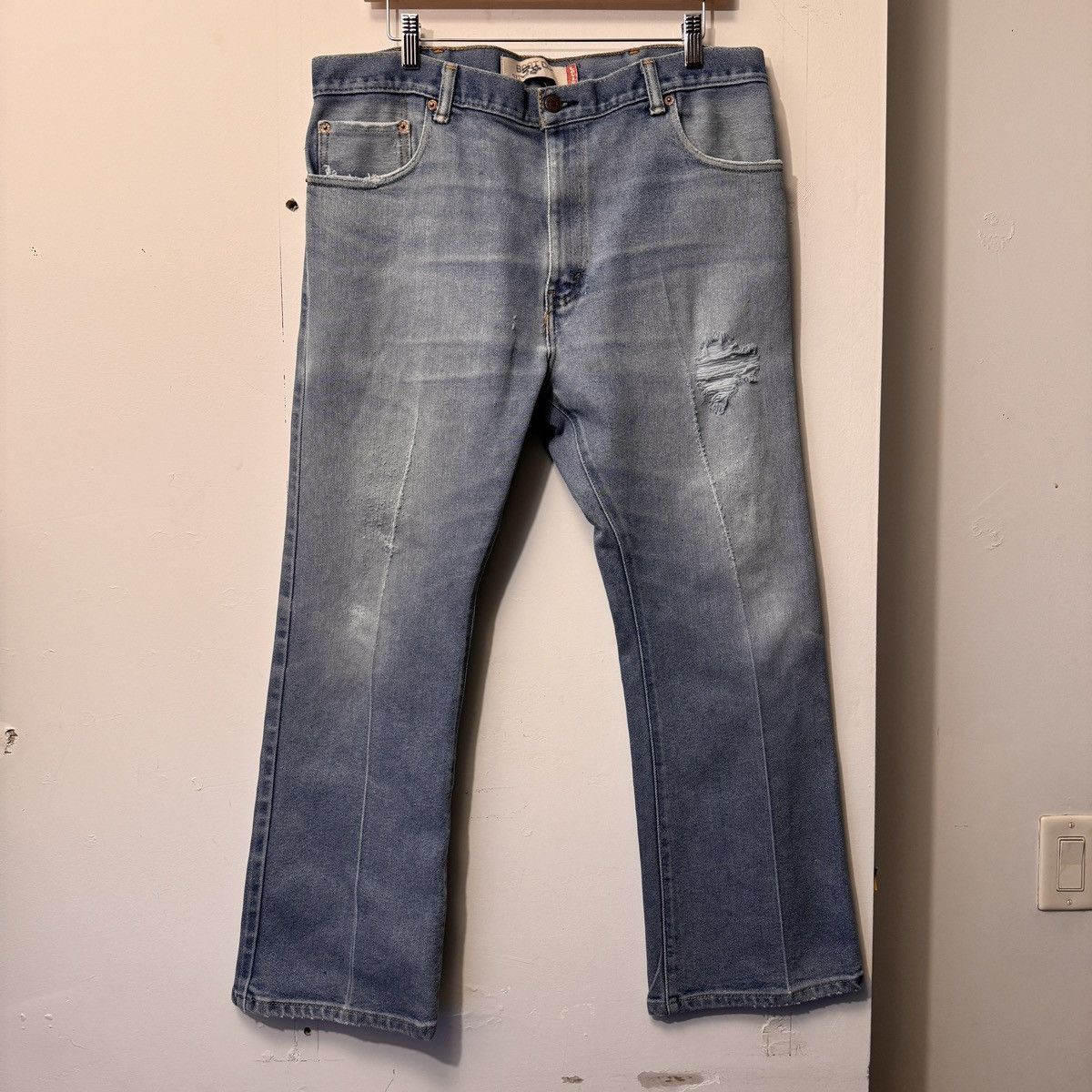 image of Levis x Vintage Levi's 517 Thrashed Bootcut Flare Denim Jeans 36X28 in Blue, Men's