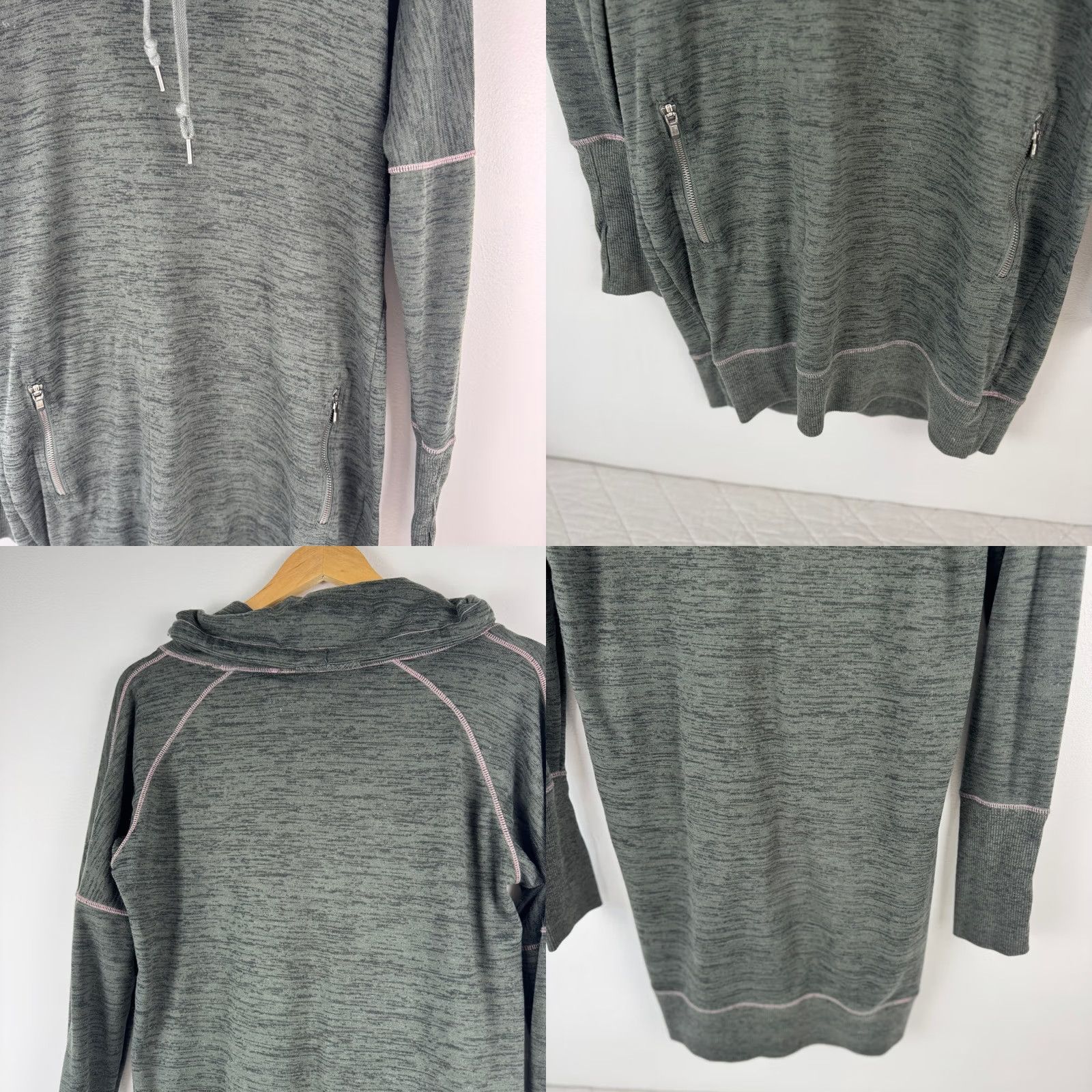 Athleta Athleta Women Dark Gray Heather Cowl Neck Pullover Hoodie Zipper Pocket M Size M / US 6-8 / IT 42-44 - 9 Thumbnail