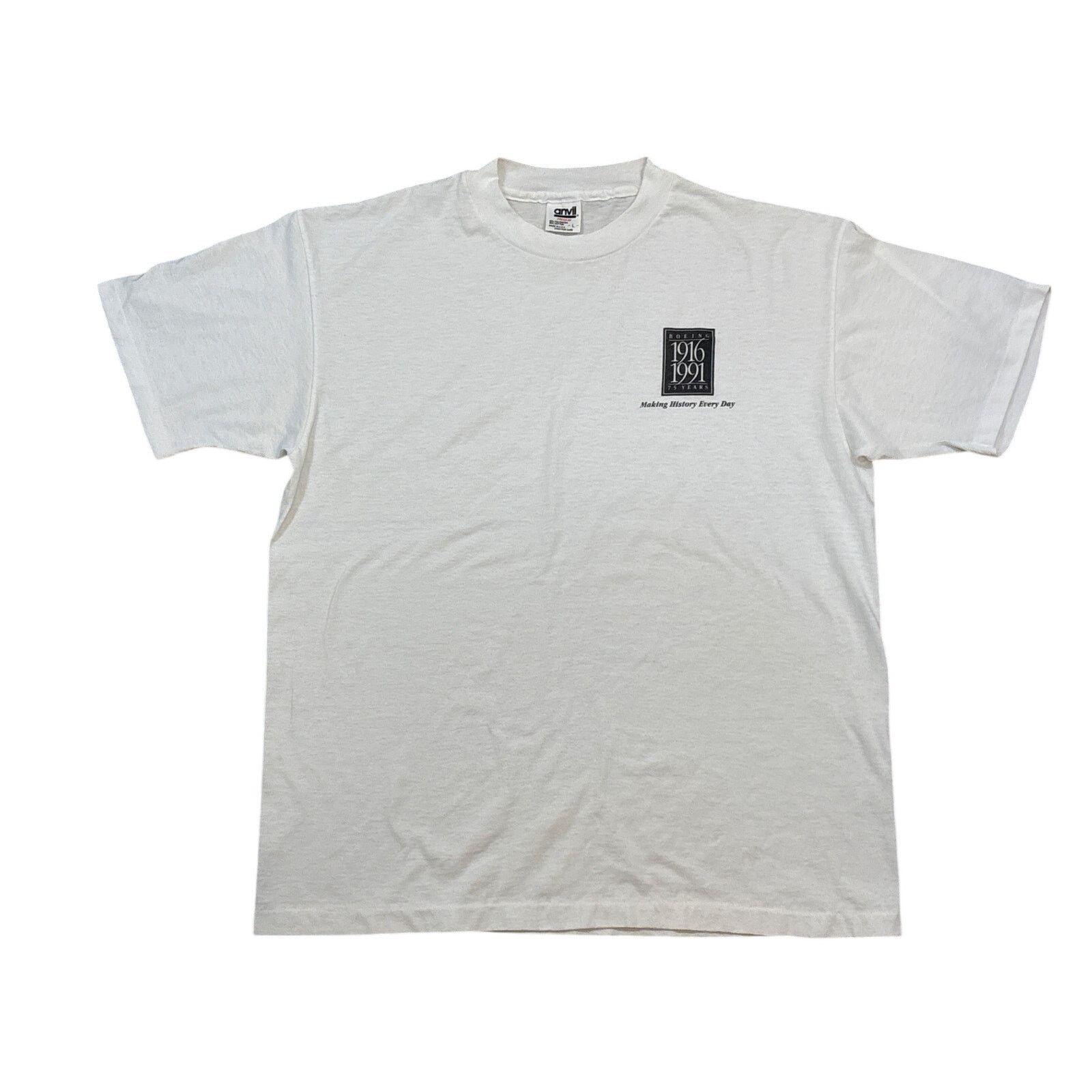 Anvil Vintage 1991 Boeing 75 years making history white shirt L Size US L / EU 52-54 / 3 - 1 Thumbnail