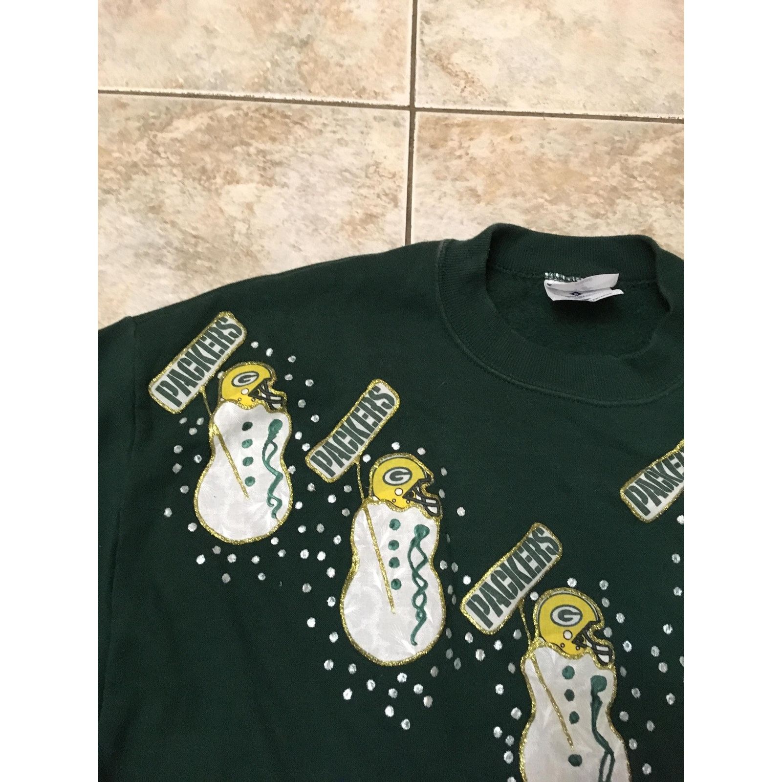 Jerzees Vintage Green Bay packers snowman Christmas Sweater large Size US L / EU 52-54 / 3 - 3 Thumbnail