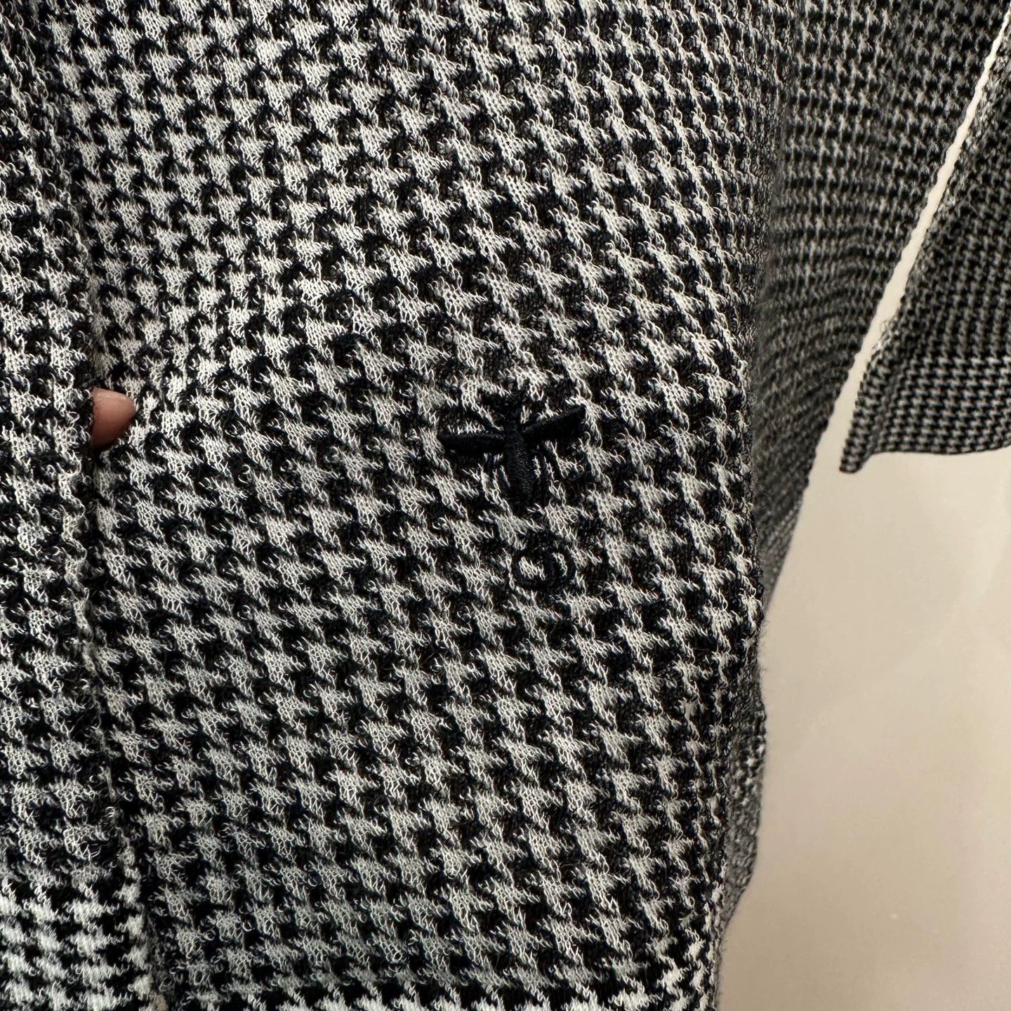 Dior CD apr493 houndstooth bee bow collar knit sweater 38 wool Size S / US 4 / IT 40 - 6 Thumbnail