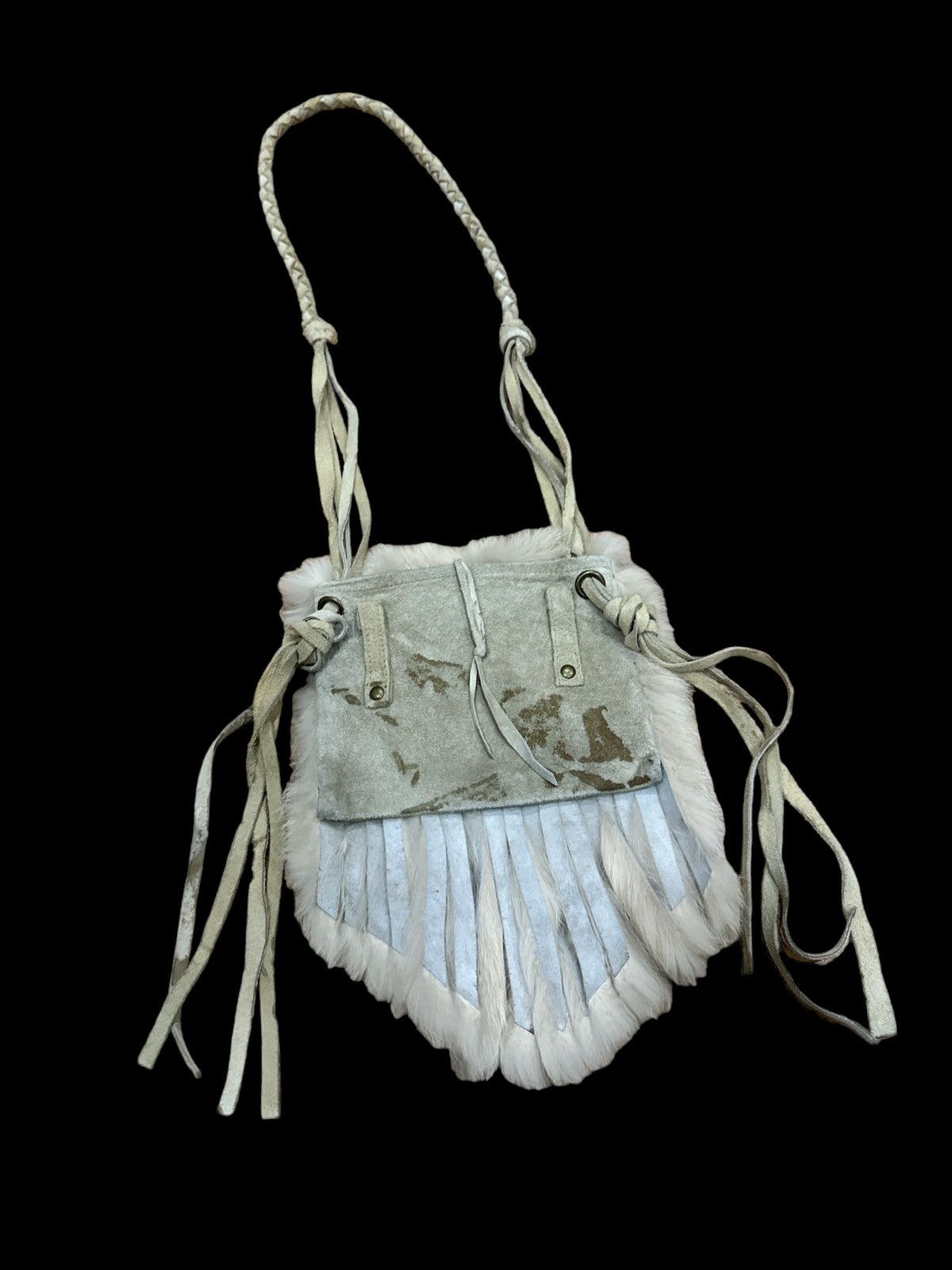 Japanese Brand CASSELINI SOFT FUR FRINGE SLING BAG Size ONE SIZE - 2 Thumbnail