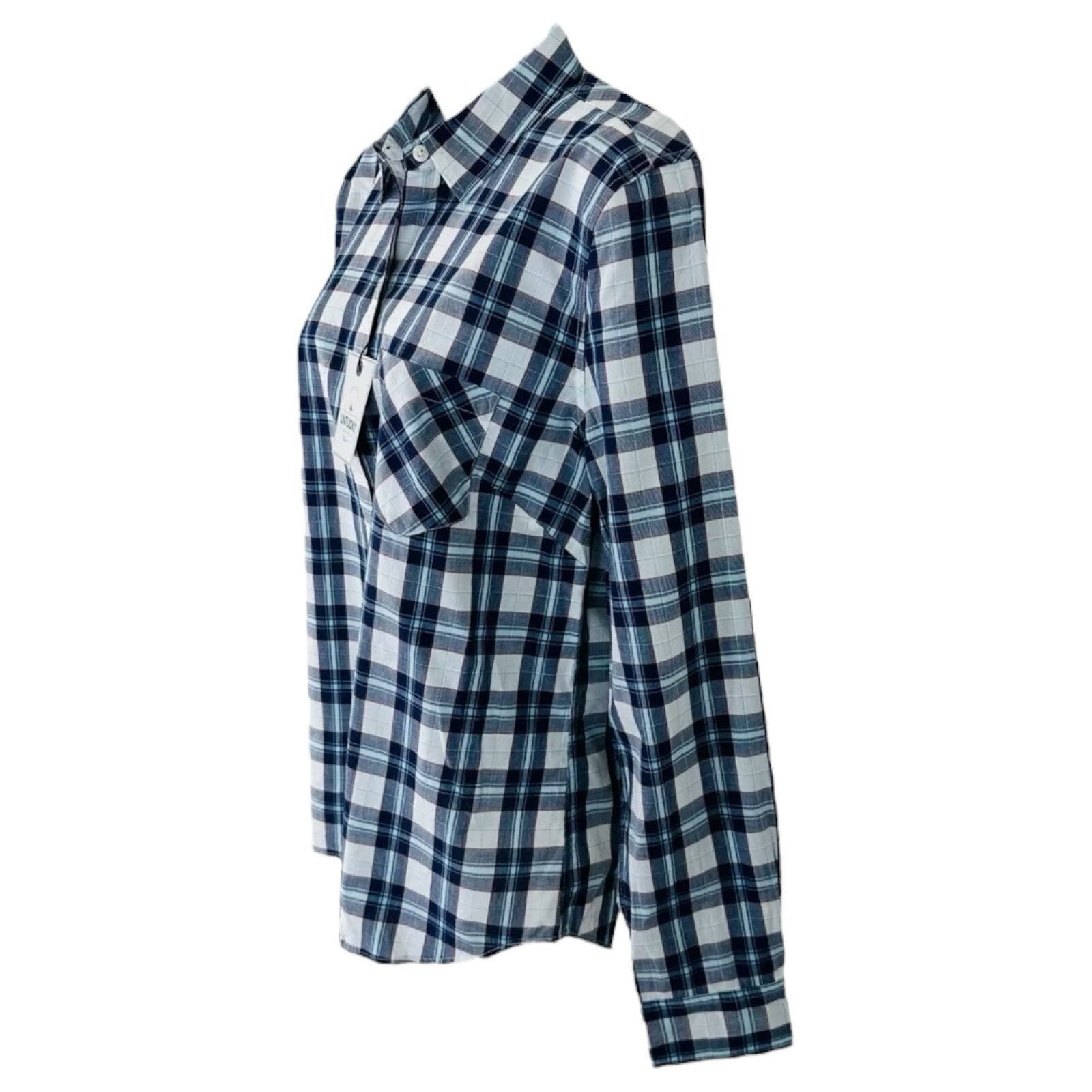 UNTUCKit UNTUCKit Size 6 Sorbo Plaid Long Sleeve Blue White Shirt Size M / US 6-8 / IT 42-44 - 2 Thumbnail