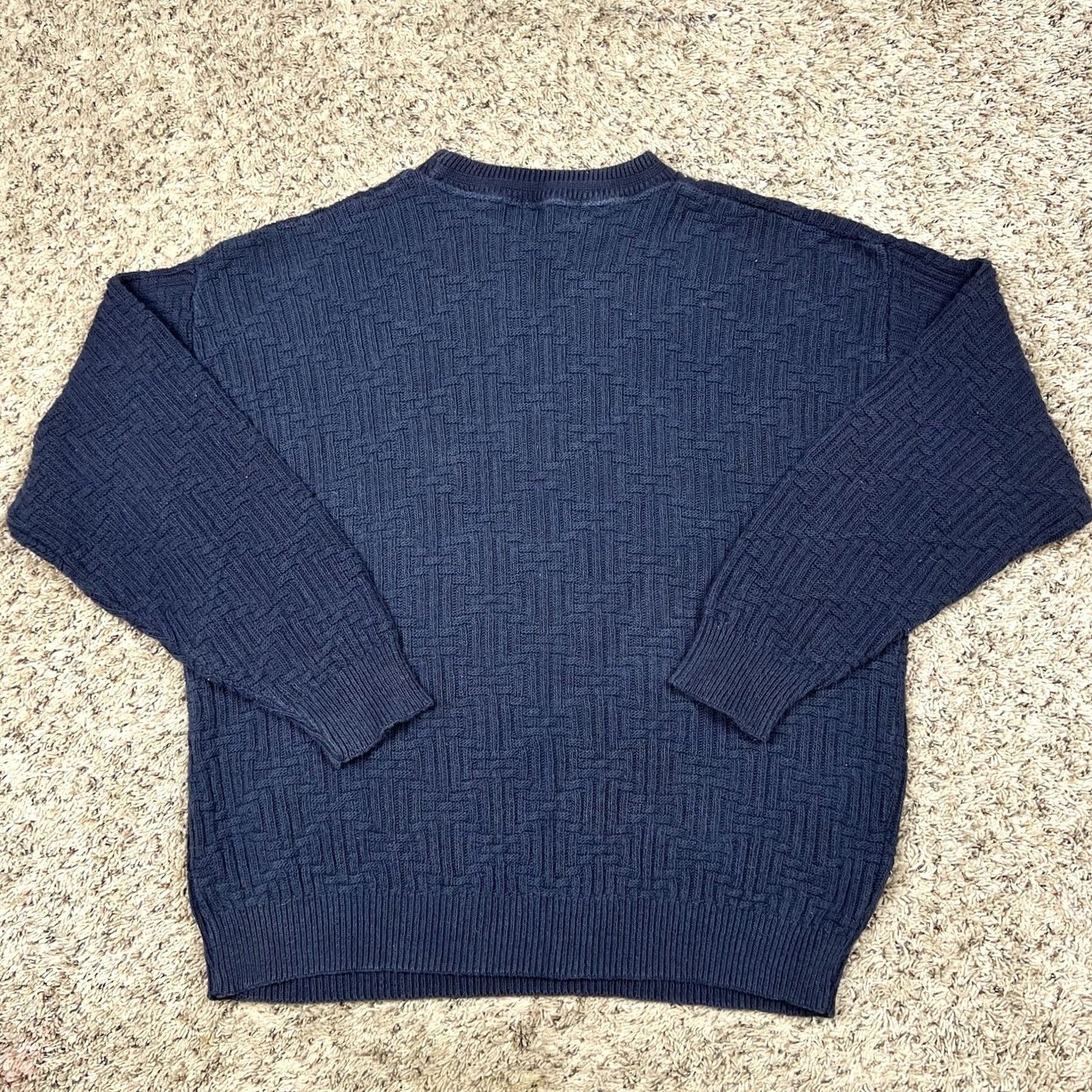 Vintage VINTAGE John Weitz Heavyweight Sweater Mens Large Blue Pullover Sweater 90s Classic Knit Cotton Ret Size US L / EU 52-54 / 3 - 3 Thumbnail
