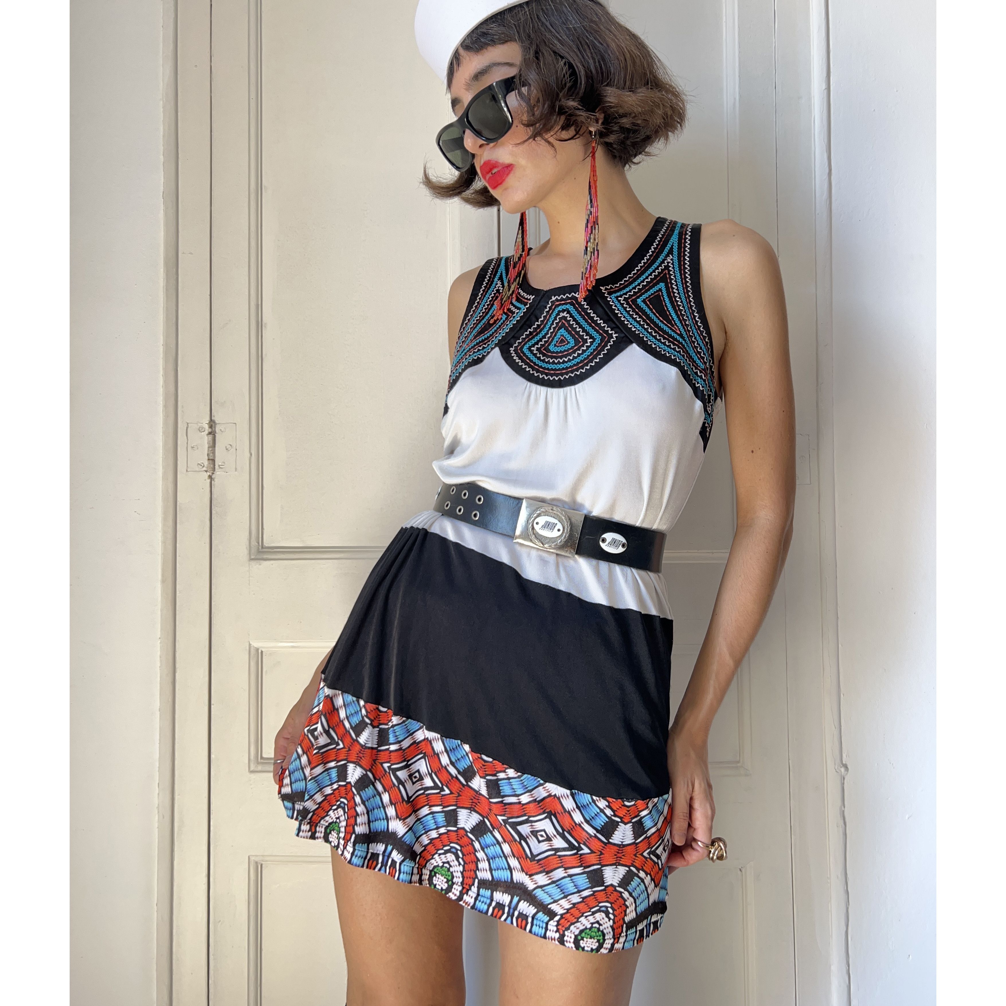 Custo Barcelona Y2K Custo Barcelona Graphic Mesh Shift Dress Size L / US 10 / IT 46 - 7 Thumbnail