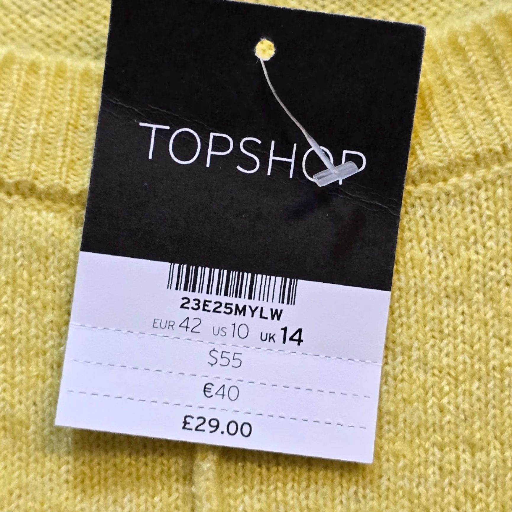 Topshop TopShop Sweater Womens Size 10 Yellow Knit Cropped Long Sleeve Casual Crew Neck Pullover Oversized Regular Winter Spring Fall Size L / US 10 / IT 46 - 4 Thumbnail