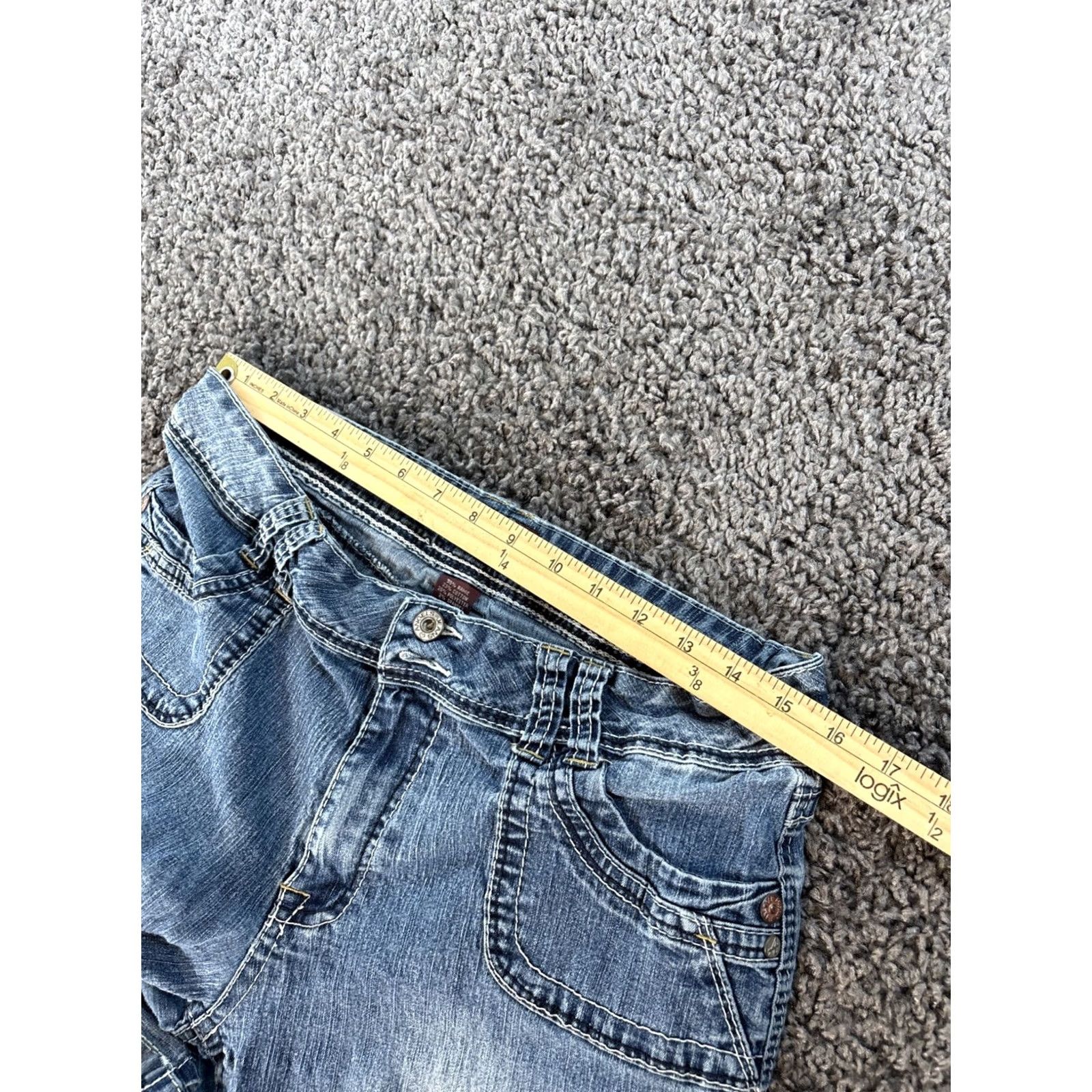Vintage ANGELS Capri Jeans Blue Denim Low Rise 14 Juniors Cuffed Pockets Size 36" / US 14 / IT 50 - 4 Thumbnail