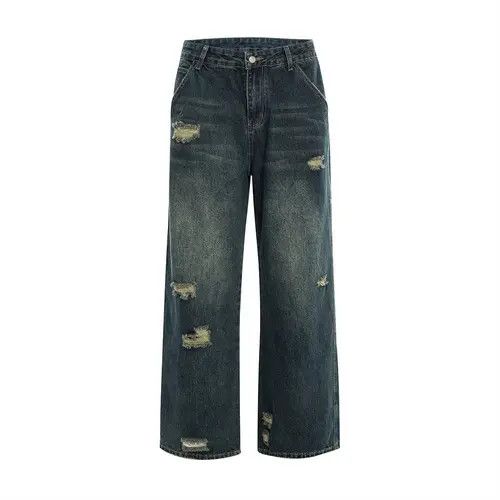 Japanese Brand × Jean Dark blue washed loose casual ripped cargo jeans Size US 32 / EU 48 - 1 Thumbnail