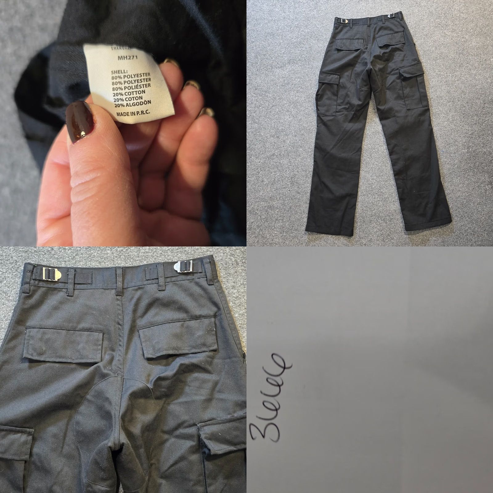 Vintage John Galt Pants Womens One Size Black Cargo Adjustable Straight Leg Casual Basic Size 42" / US 20 - 8 Thumbnail