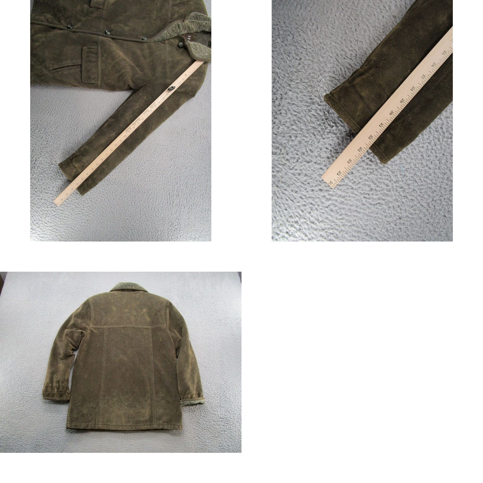Vintage Nuage Collection Women's Green Long Sleeve Jacket Button Front Suede Feel Size M Pockets Casual Winter Outdoor Regular Fit Size M / US 6-8 / IT 42-44 - 8 Thumbnail