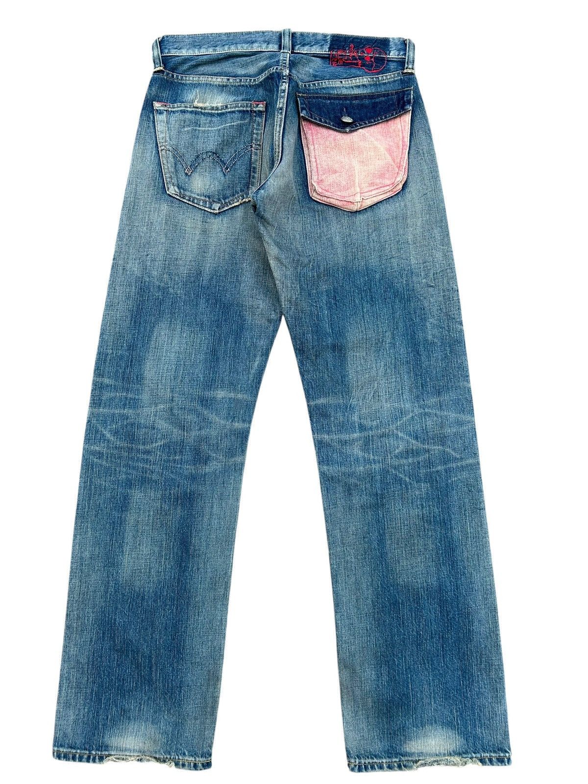 Kapital Vintage Edwin Skull Distressed Japanese Faded Denim Jeans ☠️ Size US 32 / EU 48 - 4 Thumbnail