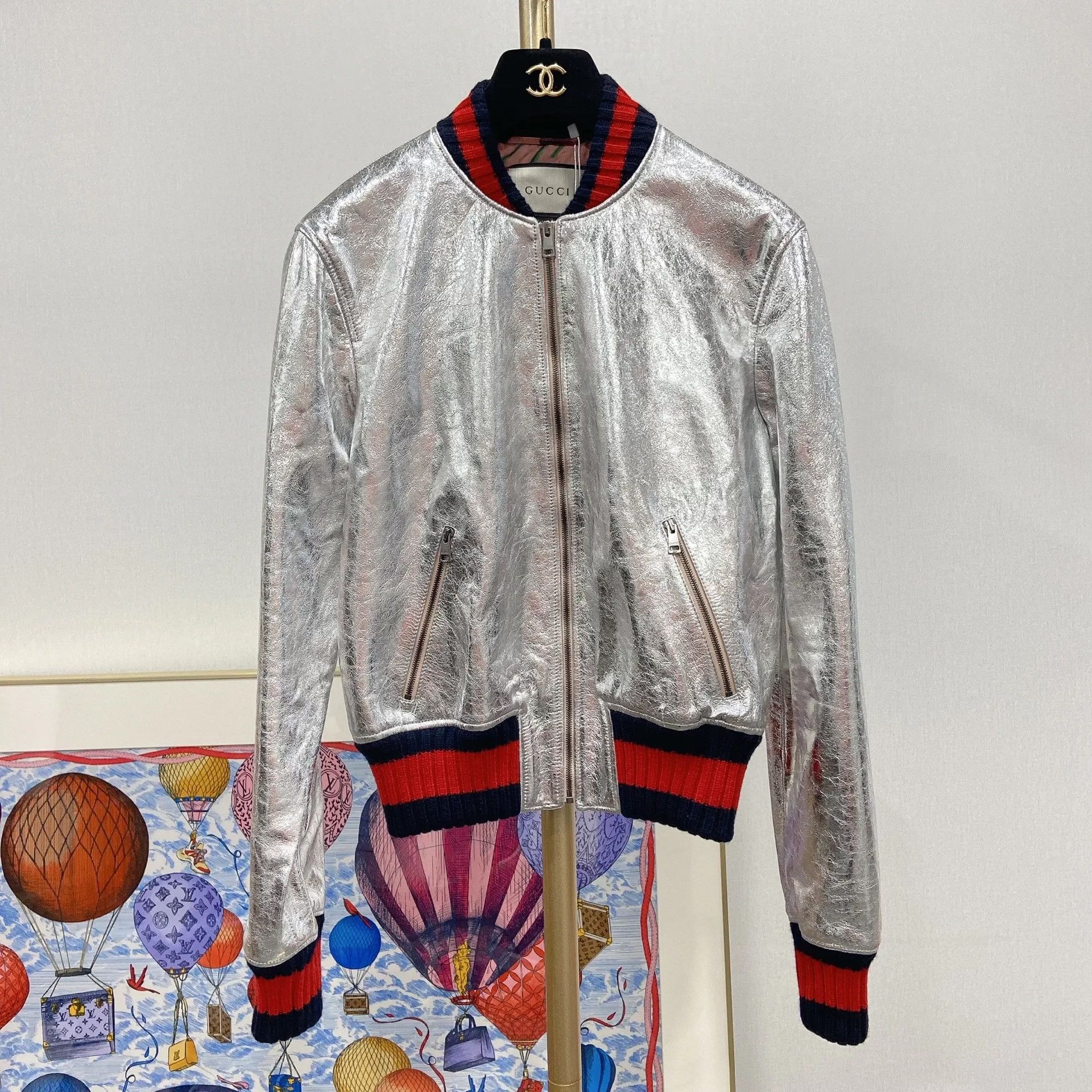 Gucci Gucci Silver Leather Jacket Size US XS / EU 42 / 0 - 1 Thumbnail