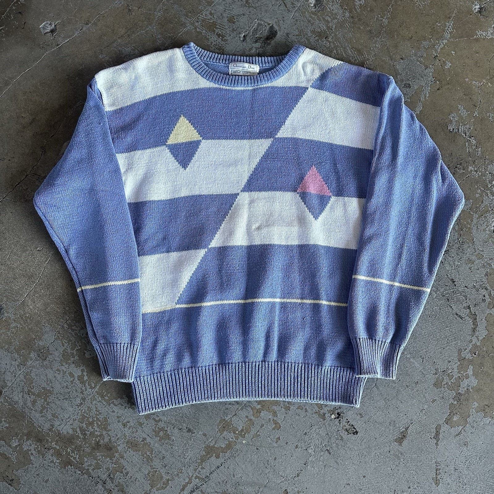 Christian Dior Monsieur × Dior × Vintage Vintage 80s Christian Dior Symmetry Geometric Knit Sweater Size US XL / EU 56 / 4 - 1 Thumbnail