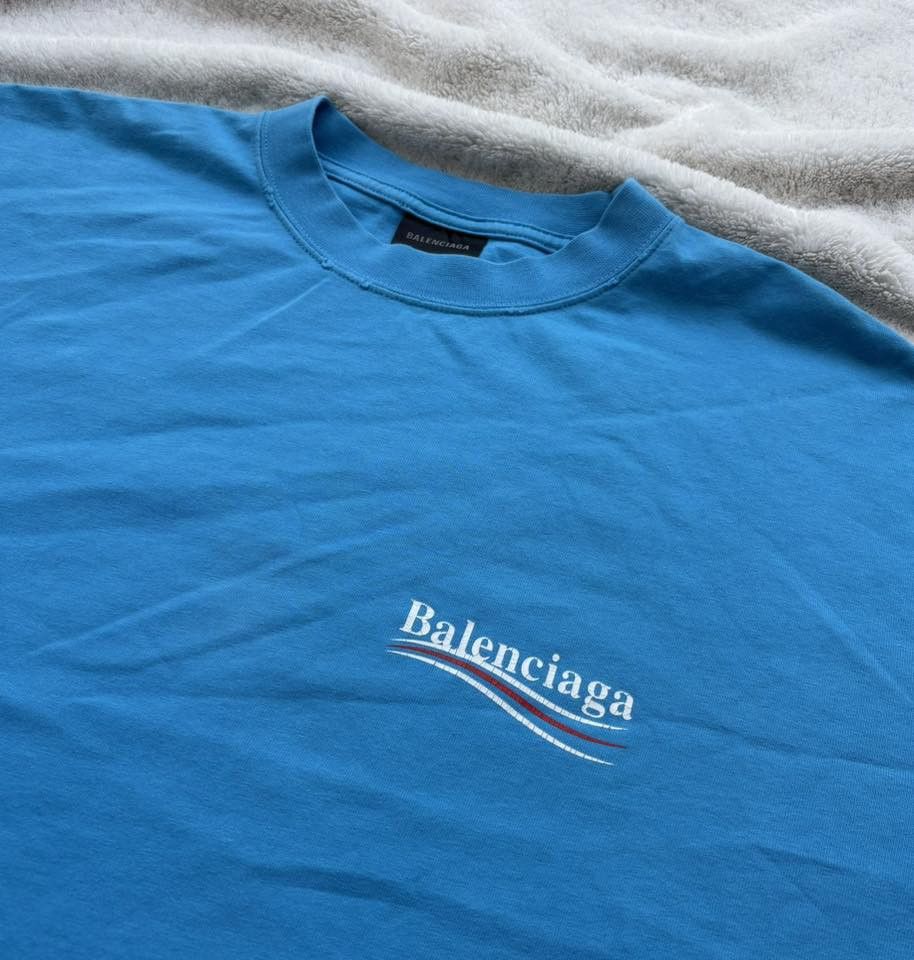 Bape Balenciaga Light Blue Cracked Political Campaign Logo Tee Size US L / EU 52-54 / 3 - 2 Thumbnail