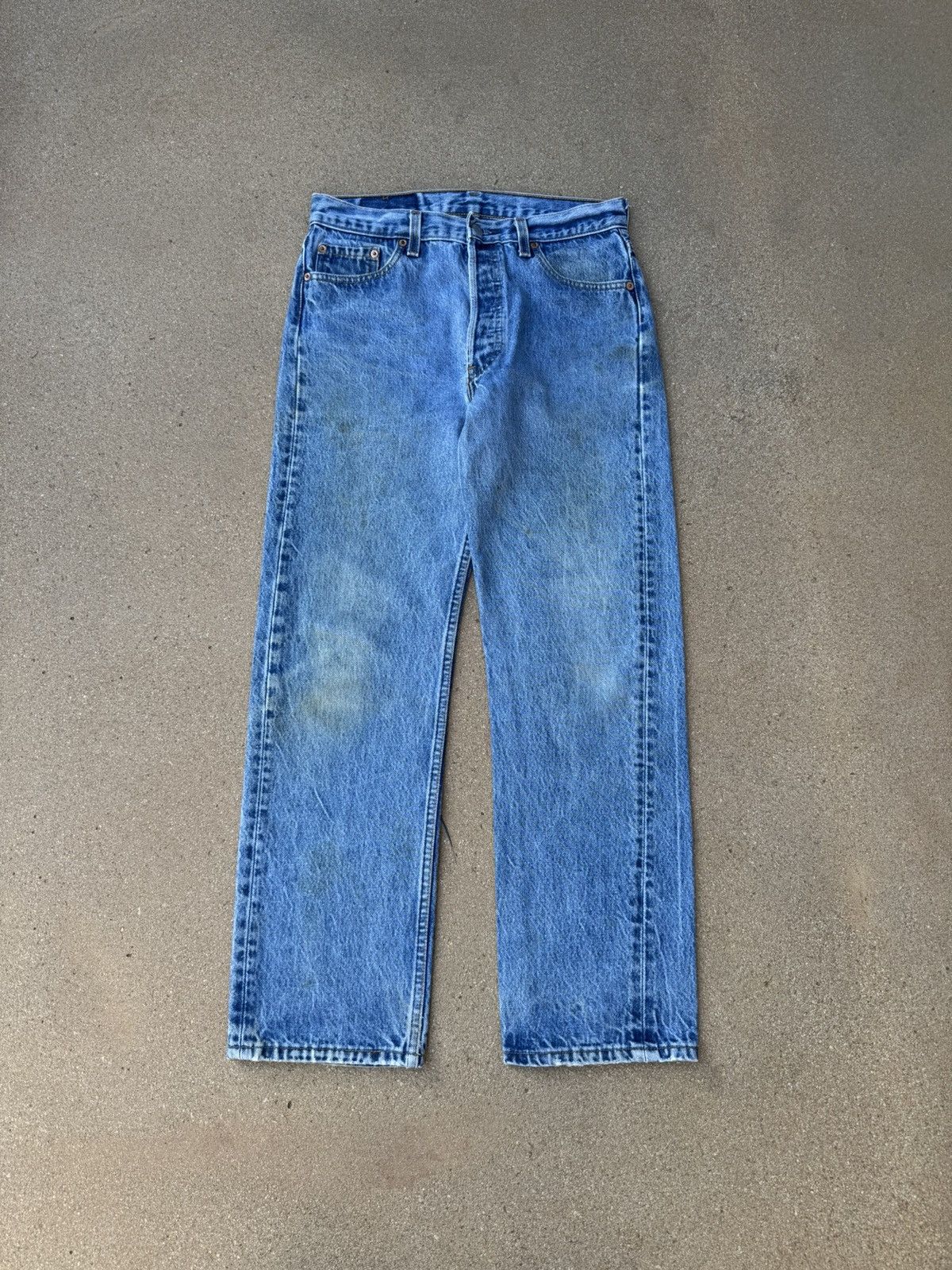 Levi's × Vintage Vtg 90’s Levi’s 501xx Buttonfly Straight Faded Jeans 29x27 Size US 29 - 1 Thumbnail