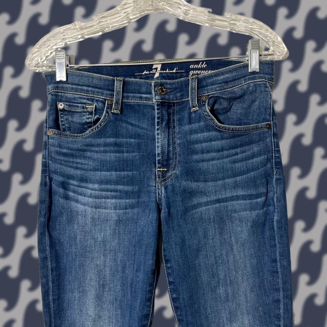 7 For All Mankind VINTAGE 7 For All Mankind Ankle Gwenevere Skinny 5 Pocket Washed Blue Jeans Women's 27 Size 27" / US 4 / IT 40 - 1 Thumbnail