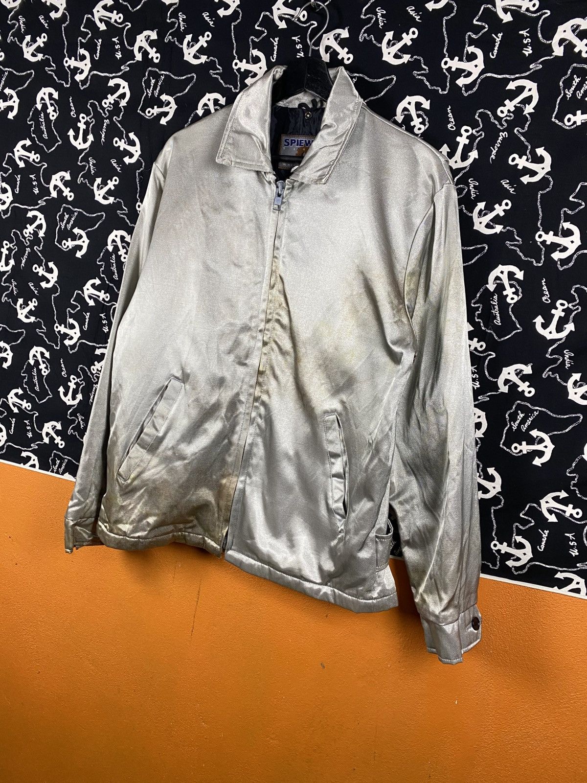 I. Spiewak And Sons Vintage Spiewak Silver Satin Zip Classic Workwear Outerwear Size US M / EU 48-50 / 2 - 4 Thumbnail